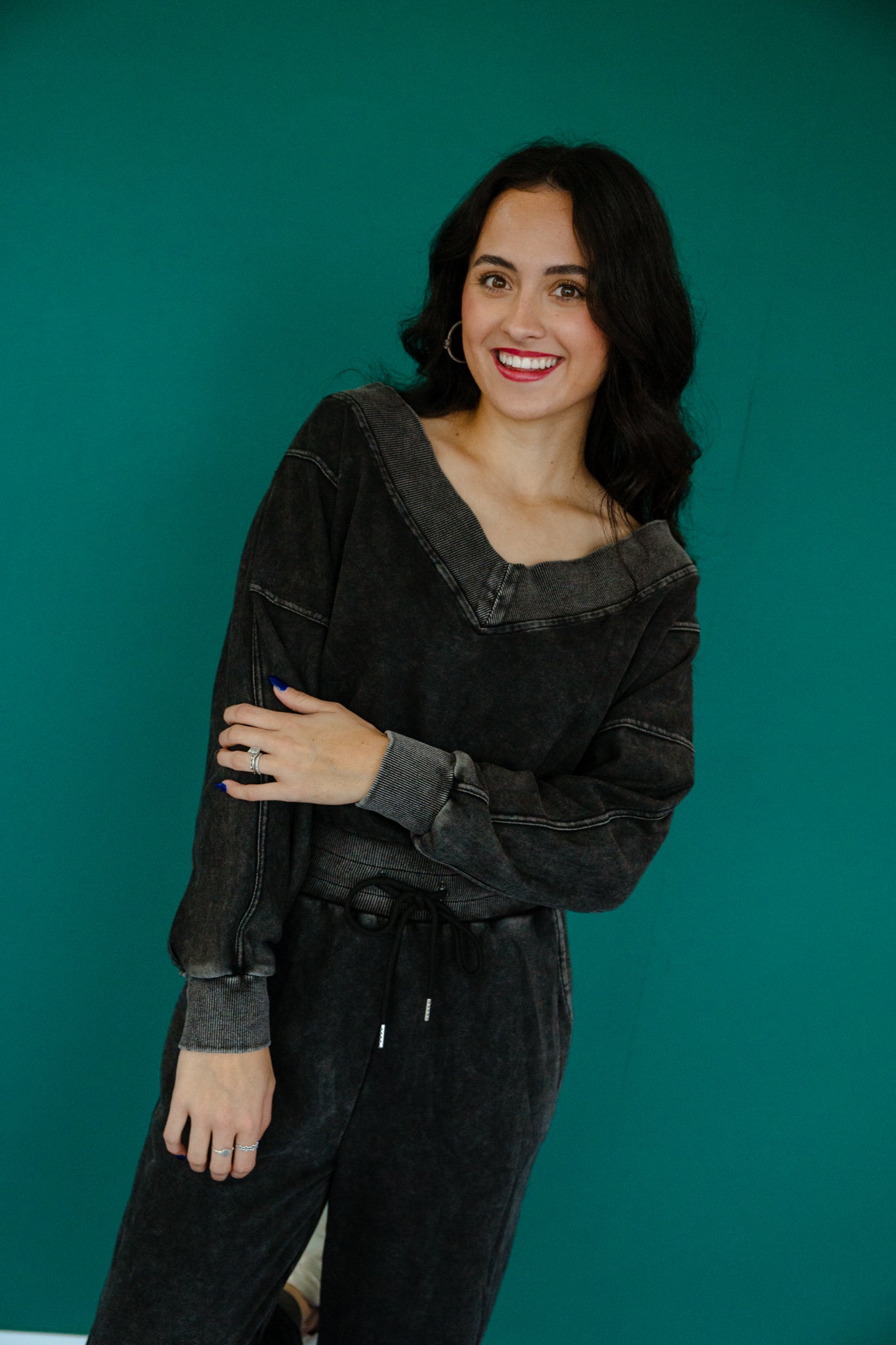 Angie Long Sleeve Jumpsuit - Black