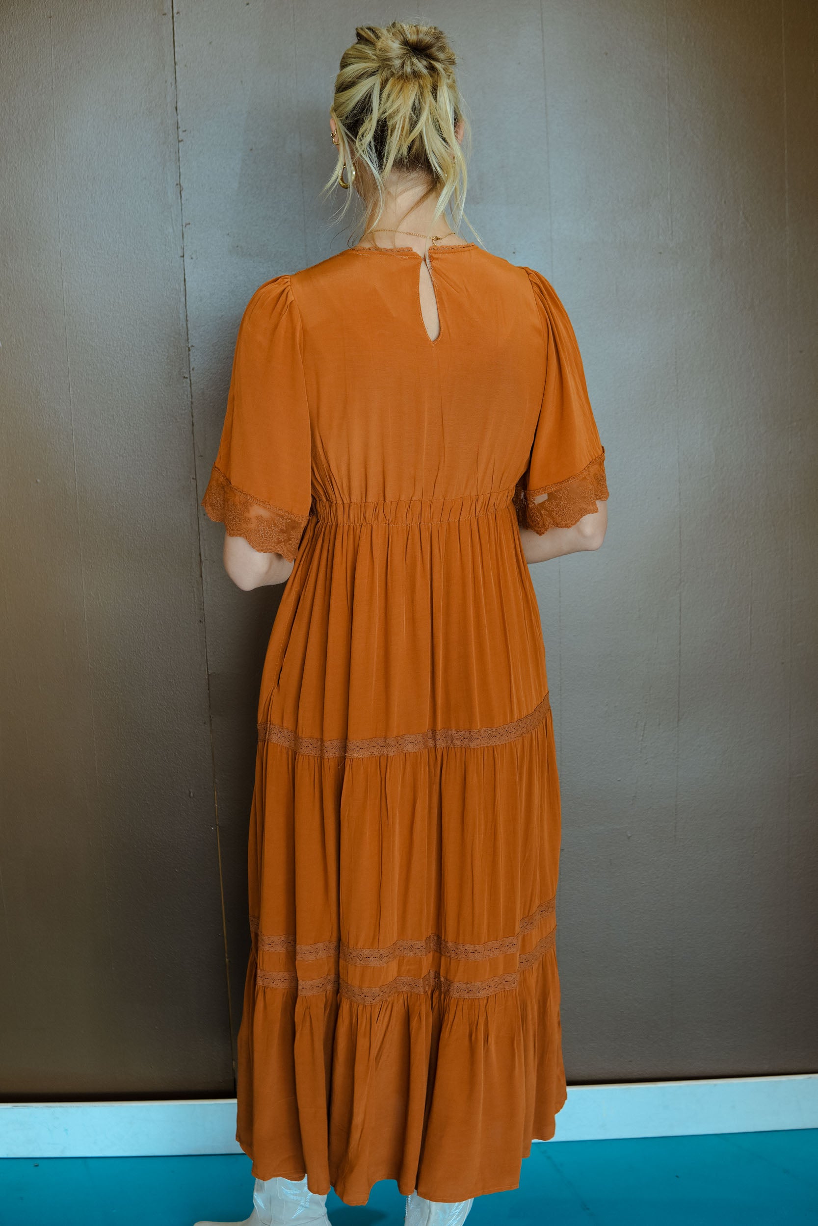 Pumpkin to Talk About Lace Trim Maxi Dress - Cinnamon