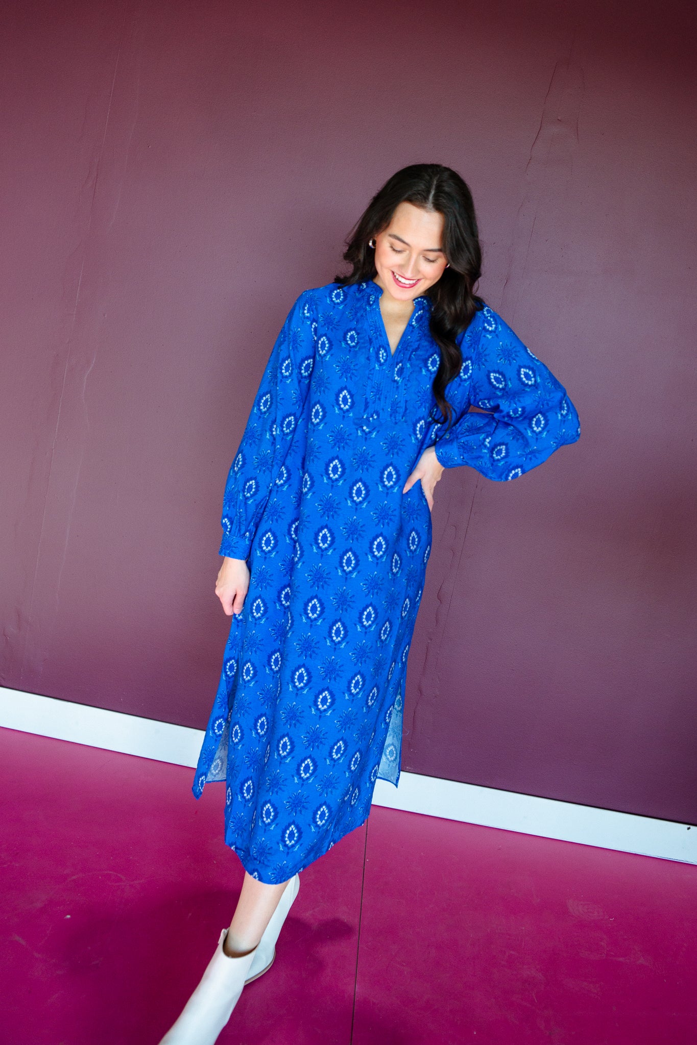 Hadleigh Midi Dress - Bright Blue