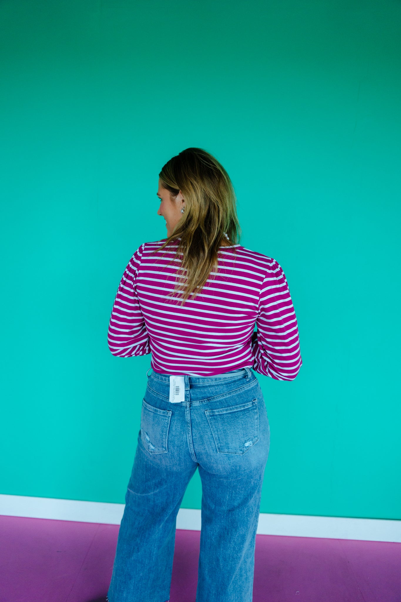 [Defect Sale] Callie Striped Top - Plum + Bright White - MEDIUM