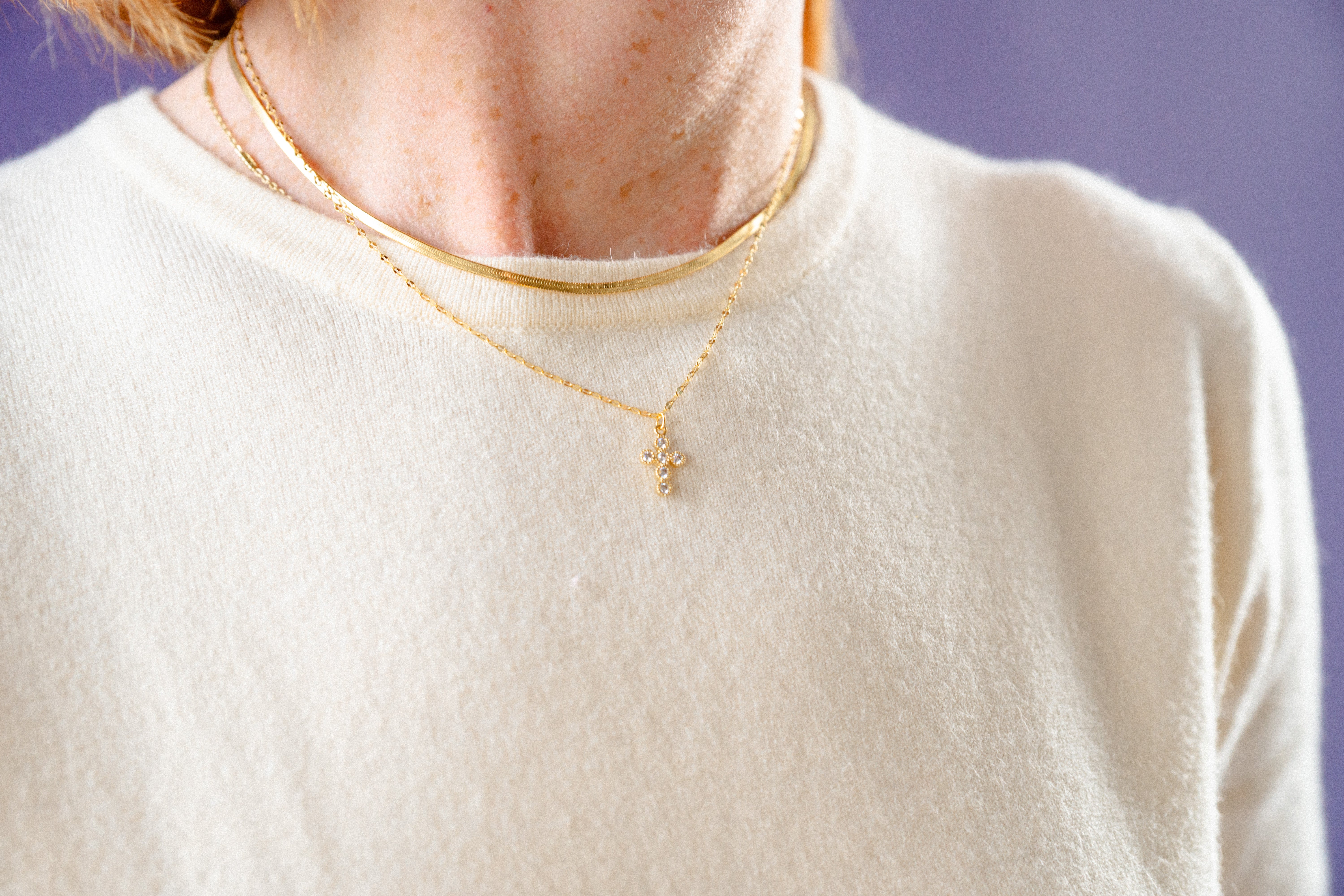 Mary Jess Cross Layered Necklace - Gold