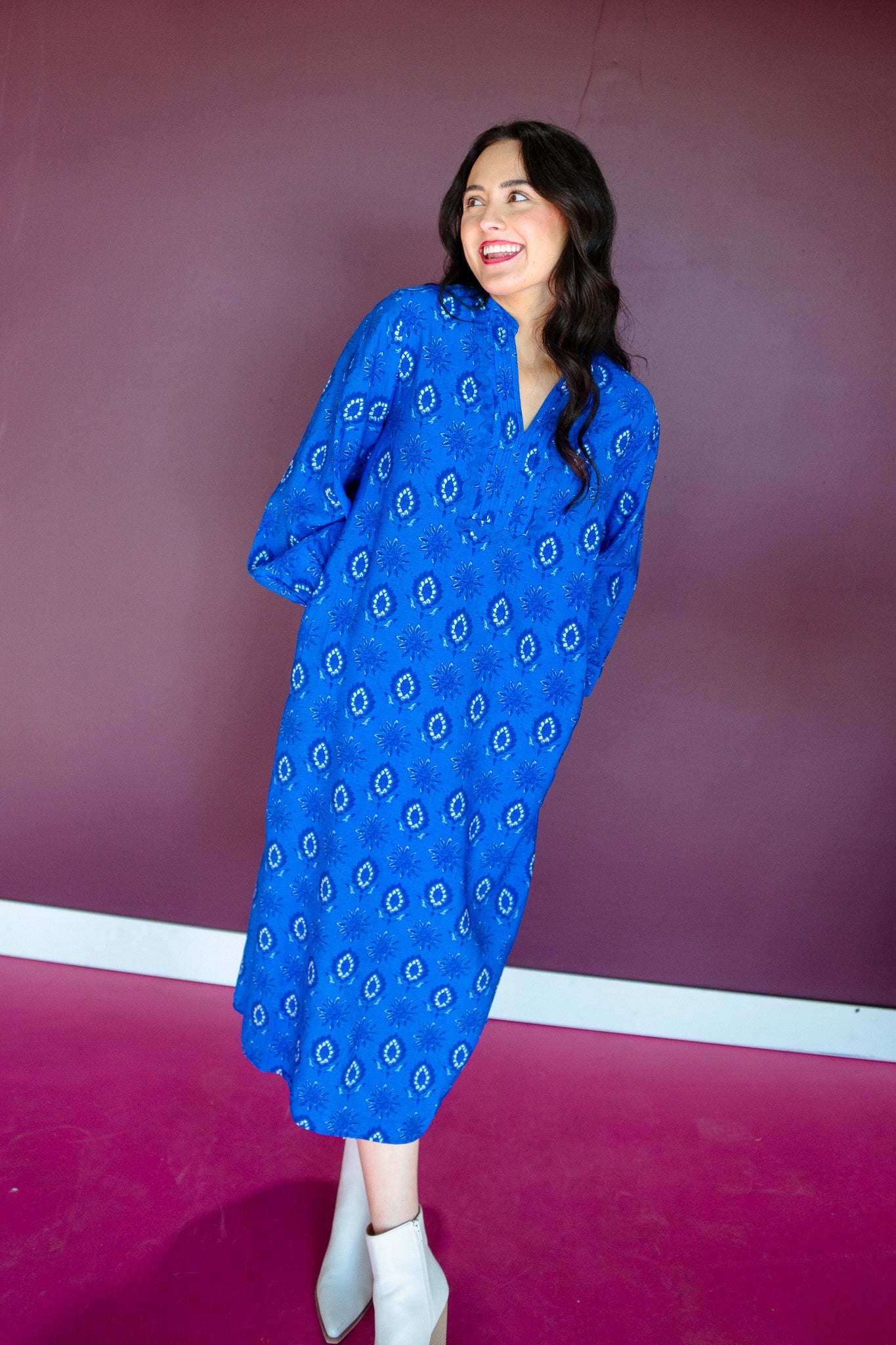 Hadleigh Midi Dress - Bright Blue