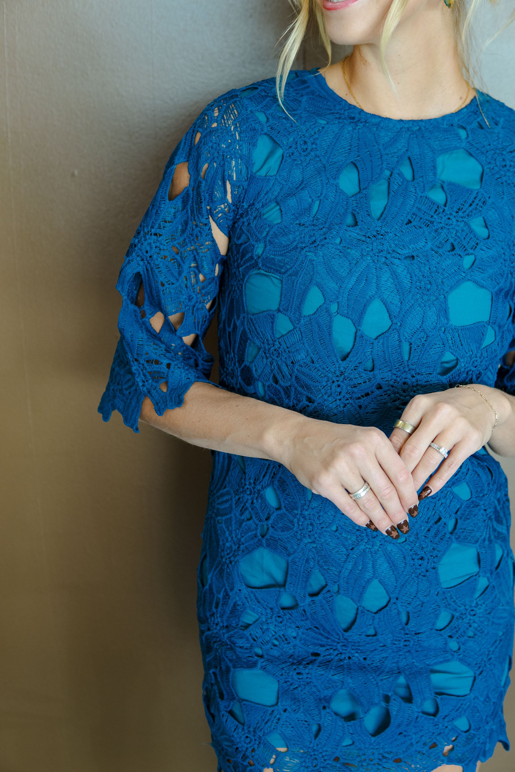 Pretty Please Lace Dress - Kingfisher