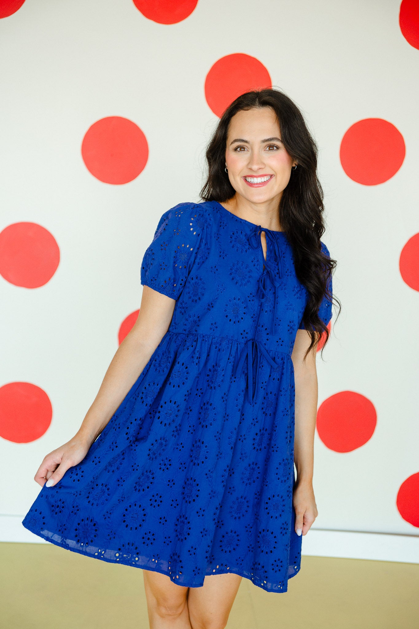 Ruby Eyelet Mini Dress - Lobelia