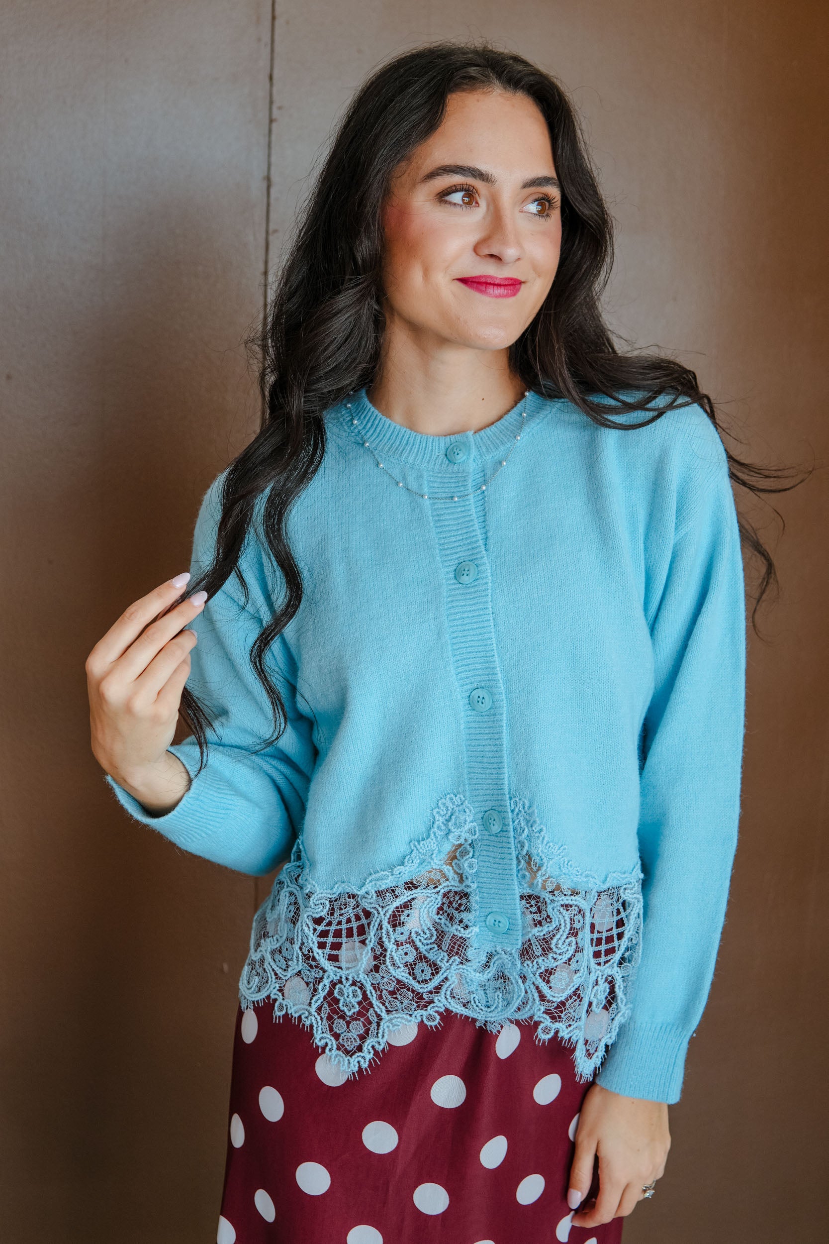 Simply Sweet Lace Detail Sweater - Pastel Aqua