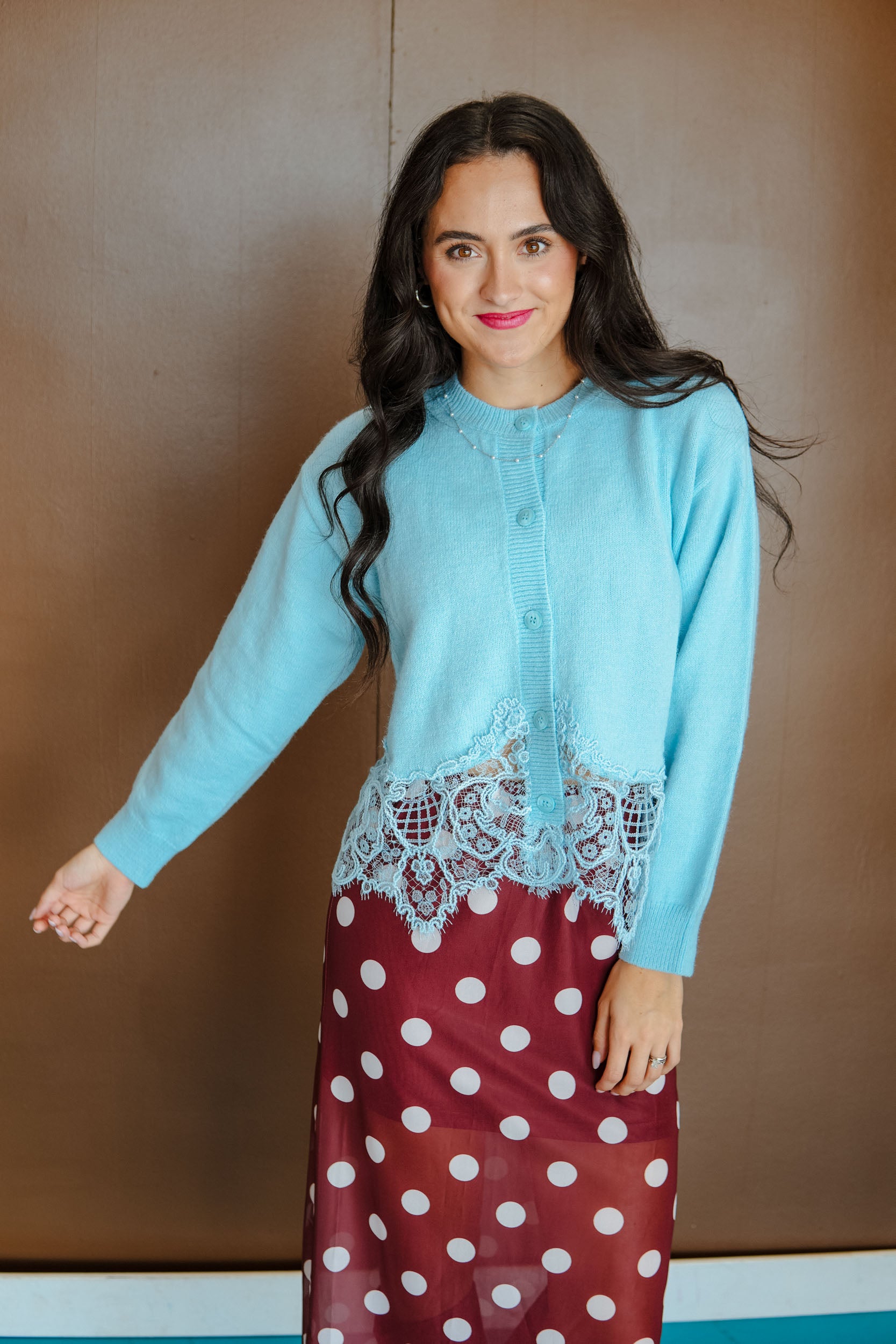 Simply Sweet Lace Detail Sweater - Pastel Aqua