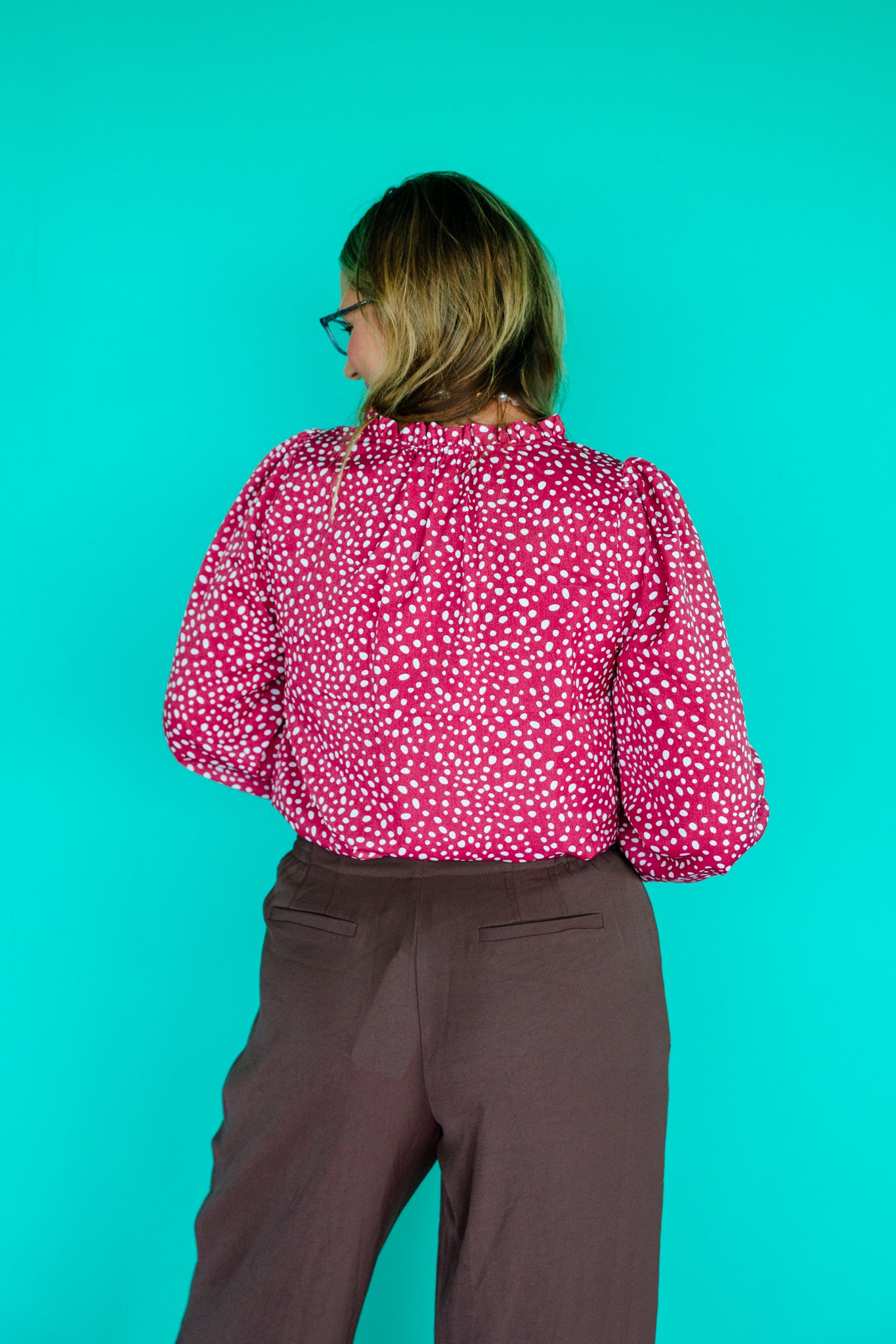 Elodie Polka Dot Printed Top - Berry