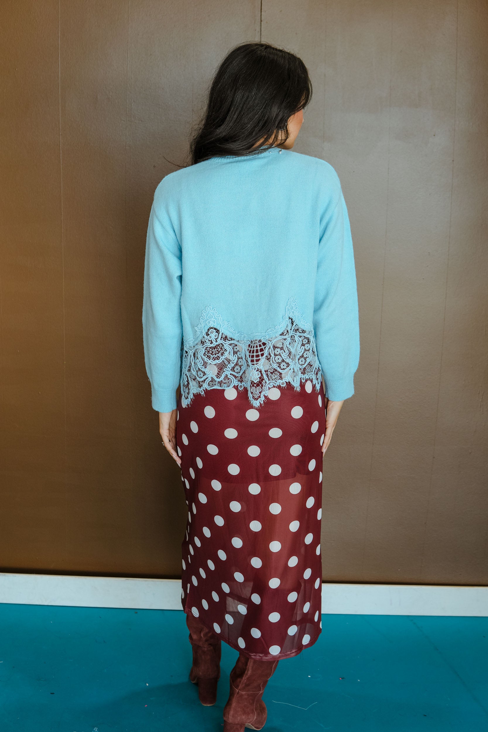 Simply Sweet Lace Detail Sweater - Pastel Aqua