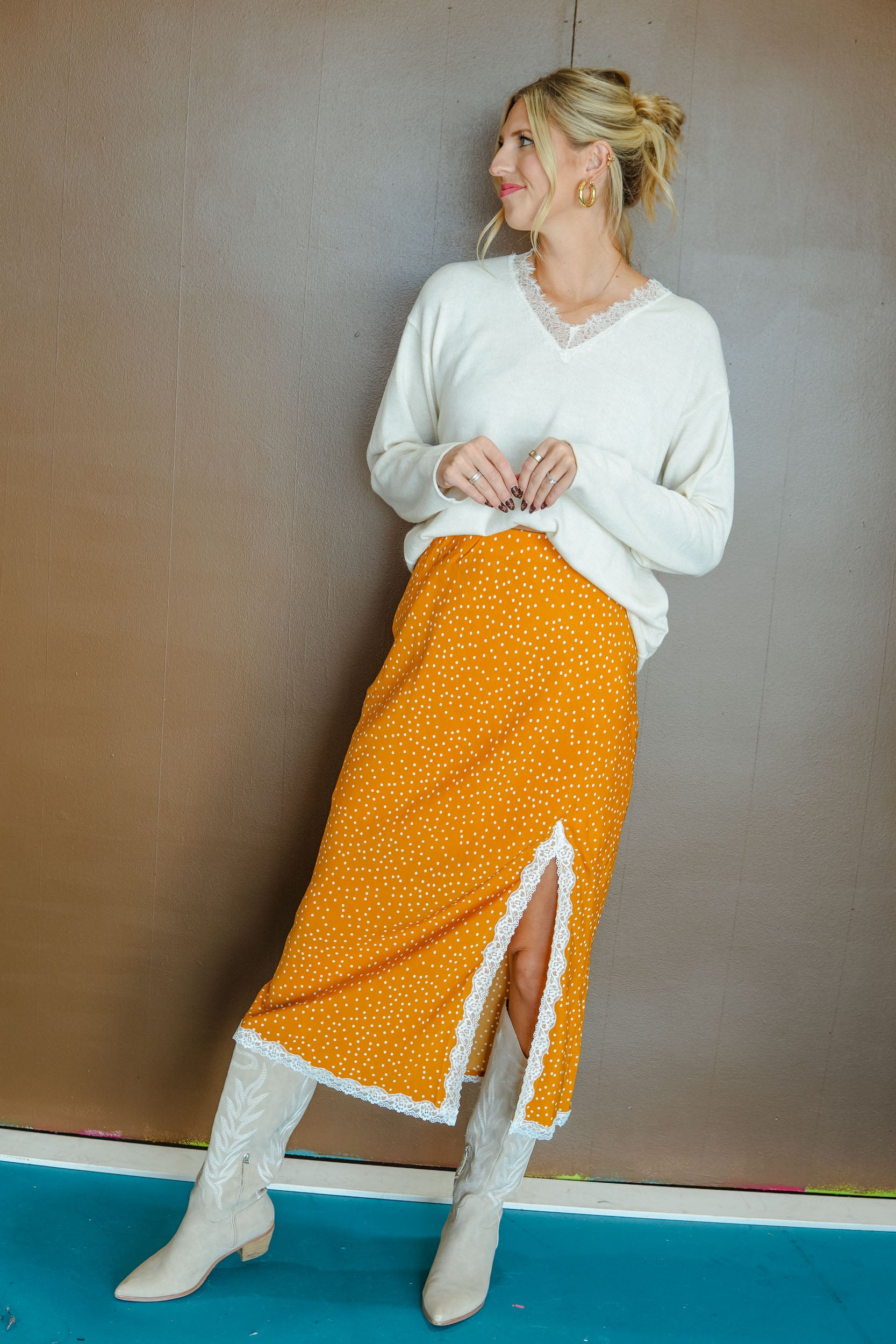 On A Whim Lace Sweater - Oatmeal