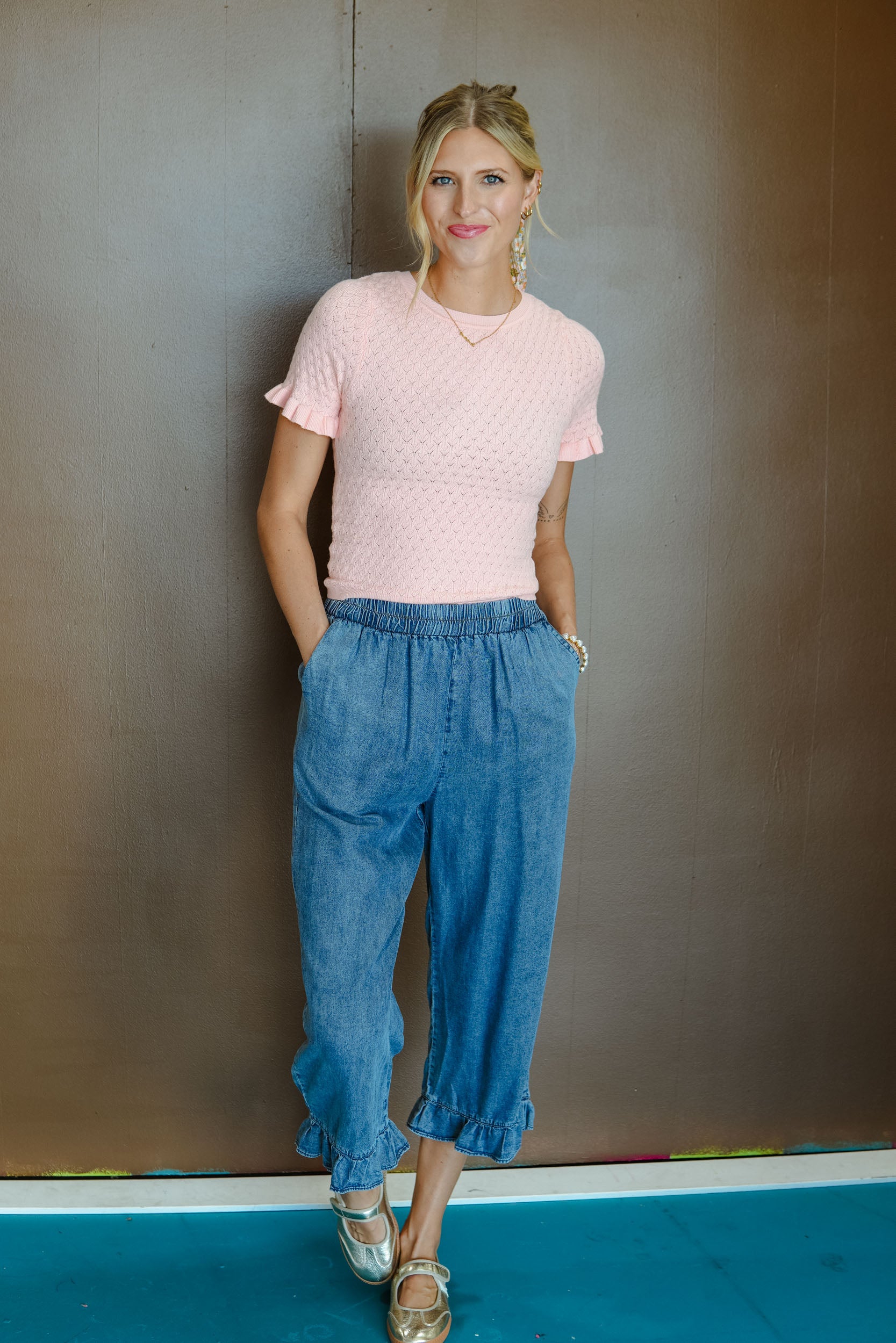 Ida Denim Capri Pants - Muted Dark Wash