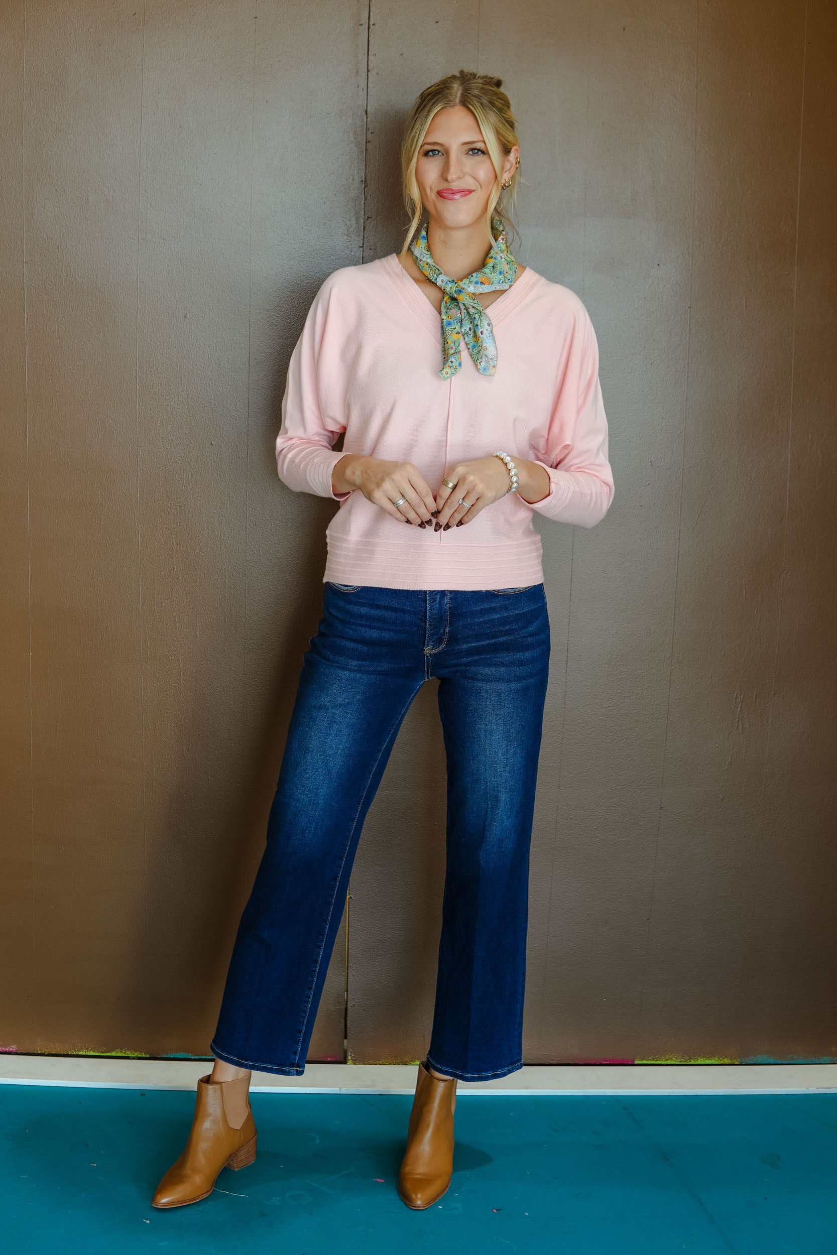 Count Me In V-Neck Sweater - Salmon