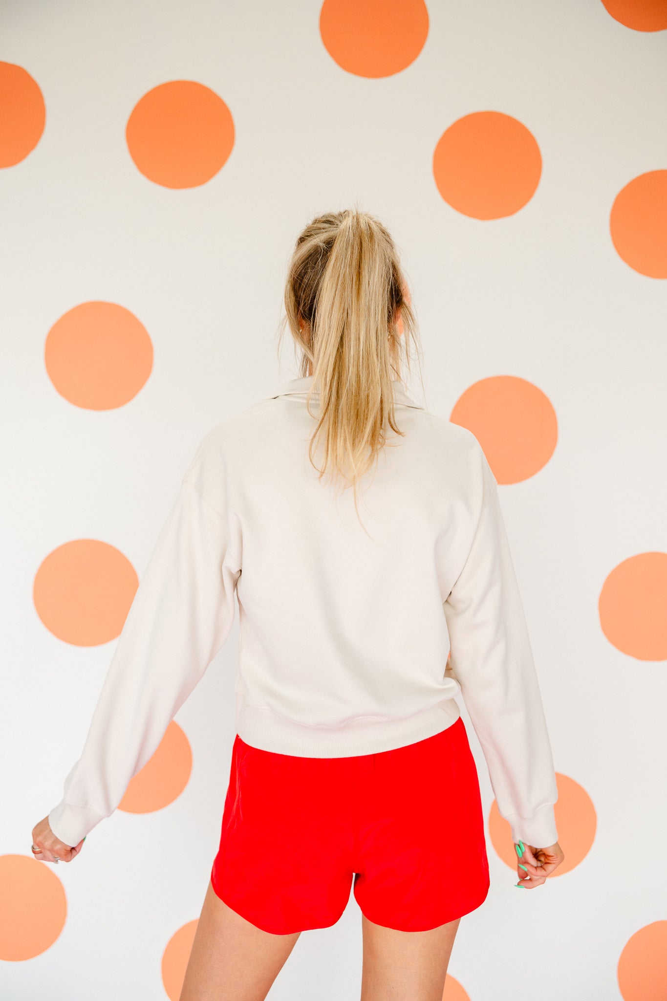 Palmer Stripe Half Zip Sweatshirt - Beige + True Red