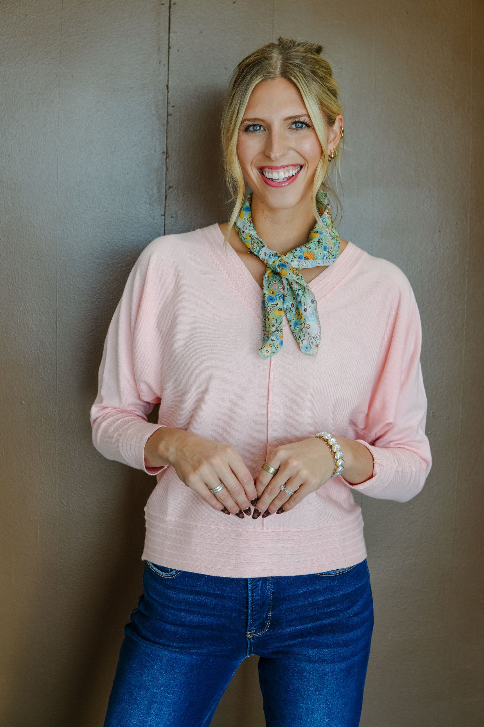 Count Me In V-Neck Sweater - Salmon