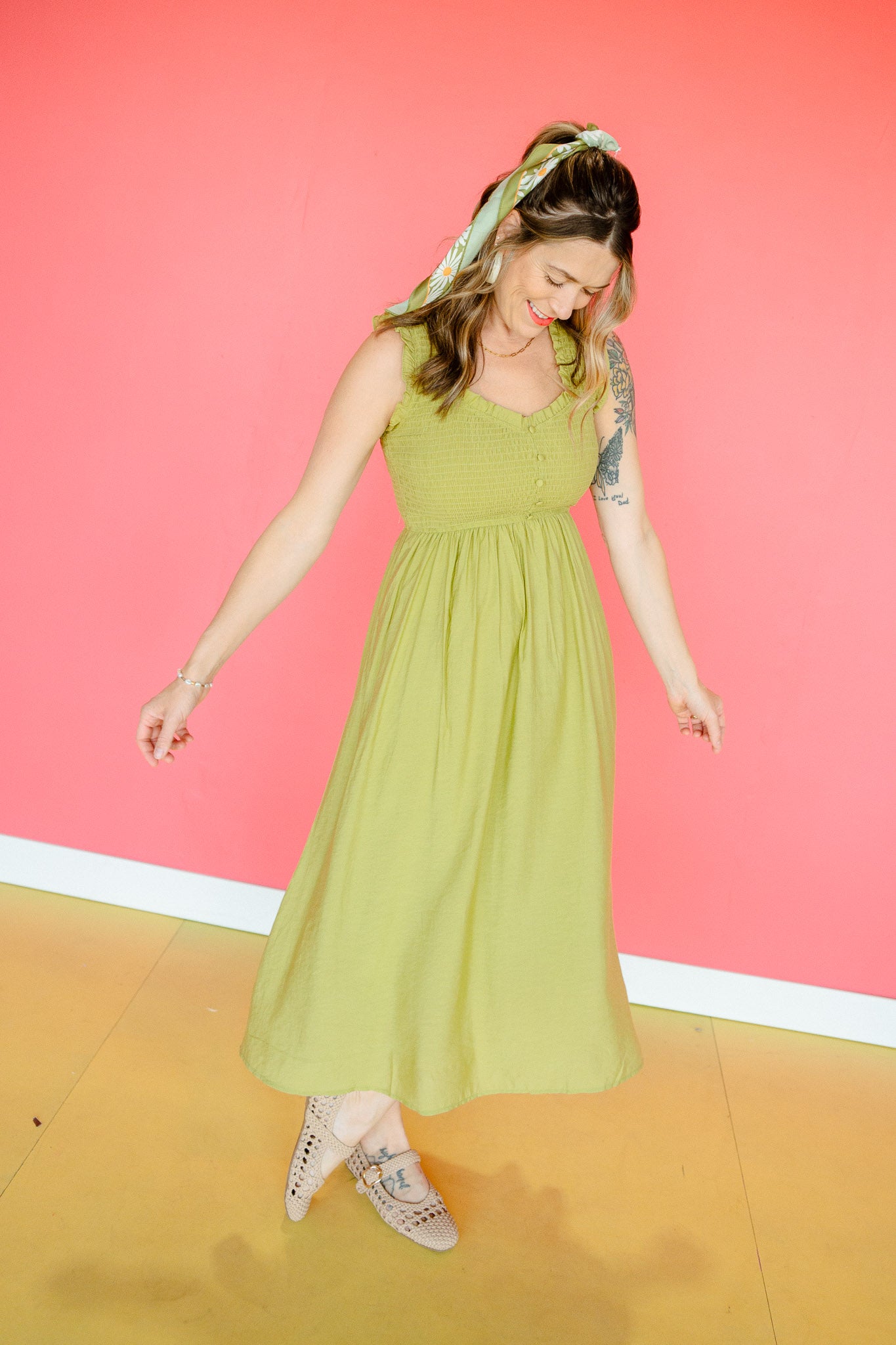 Marigold Smocked Midi Dress