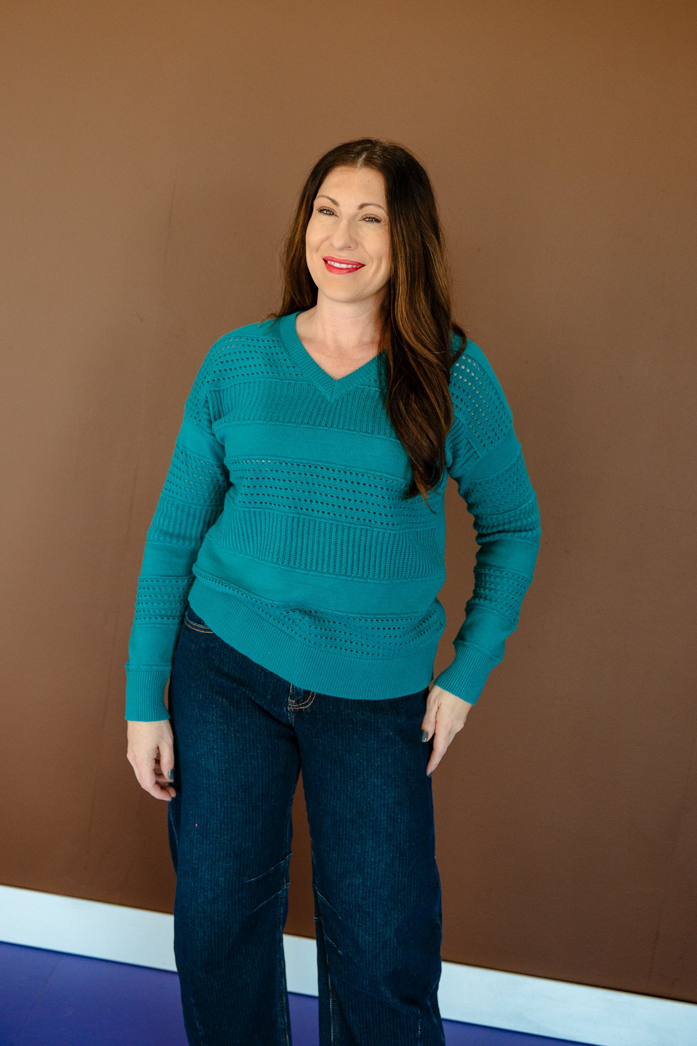 Alani Pointelle Sweater - Kingfisher