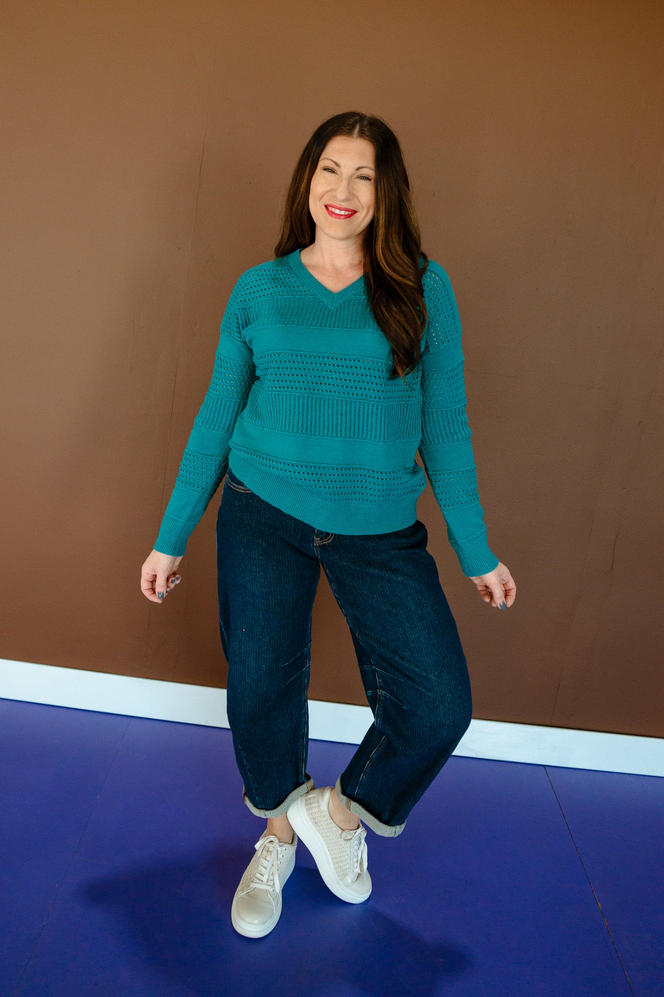 Alani Pointelle Sweater - Kingfisher