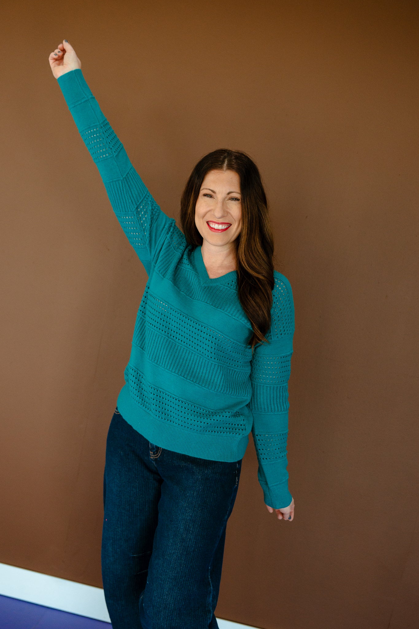 Alani Pointelle Sweater - Kingfisher