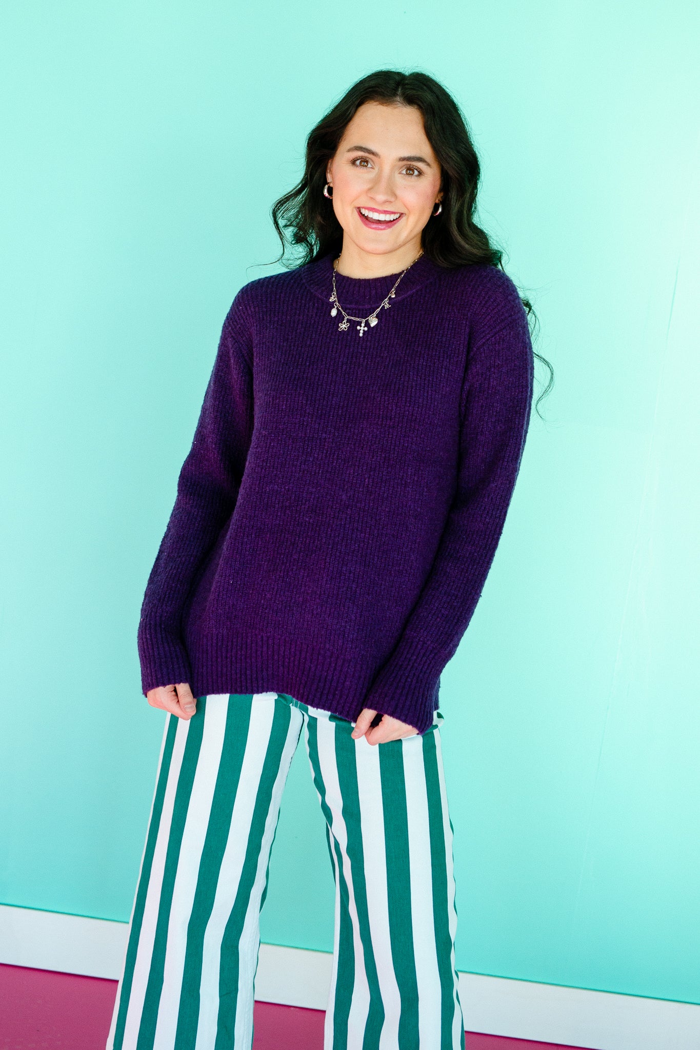 Roma Ribbed Sweater - Royal Purple