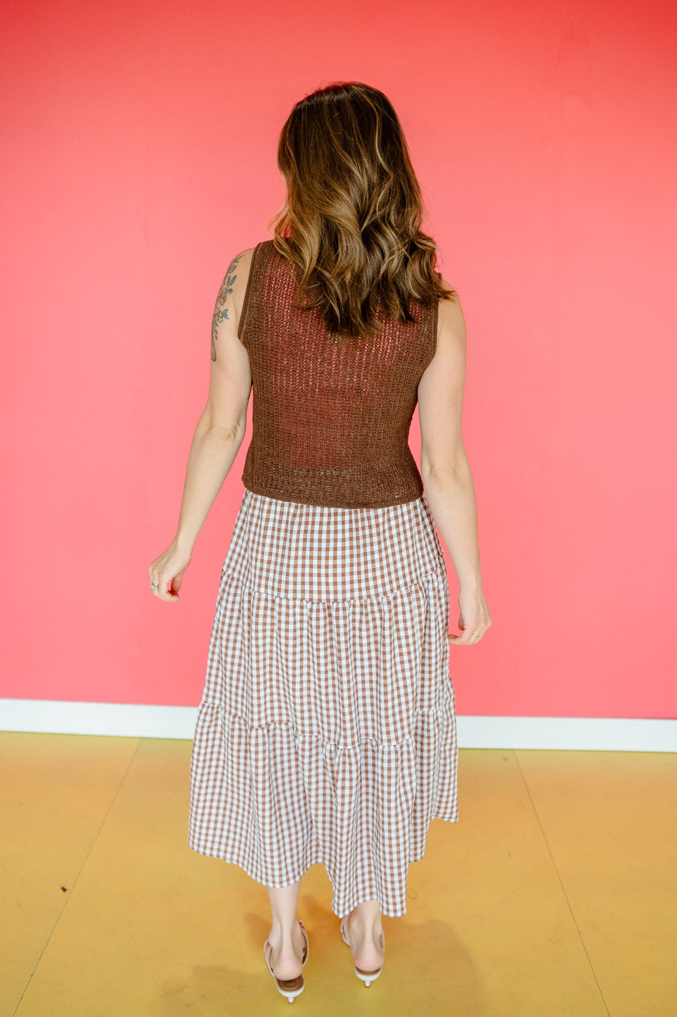 Celina Front Tie Vest - Coffee