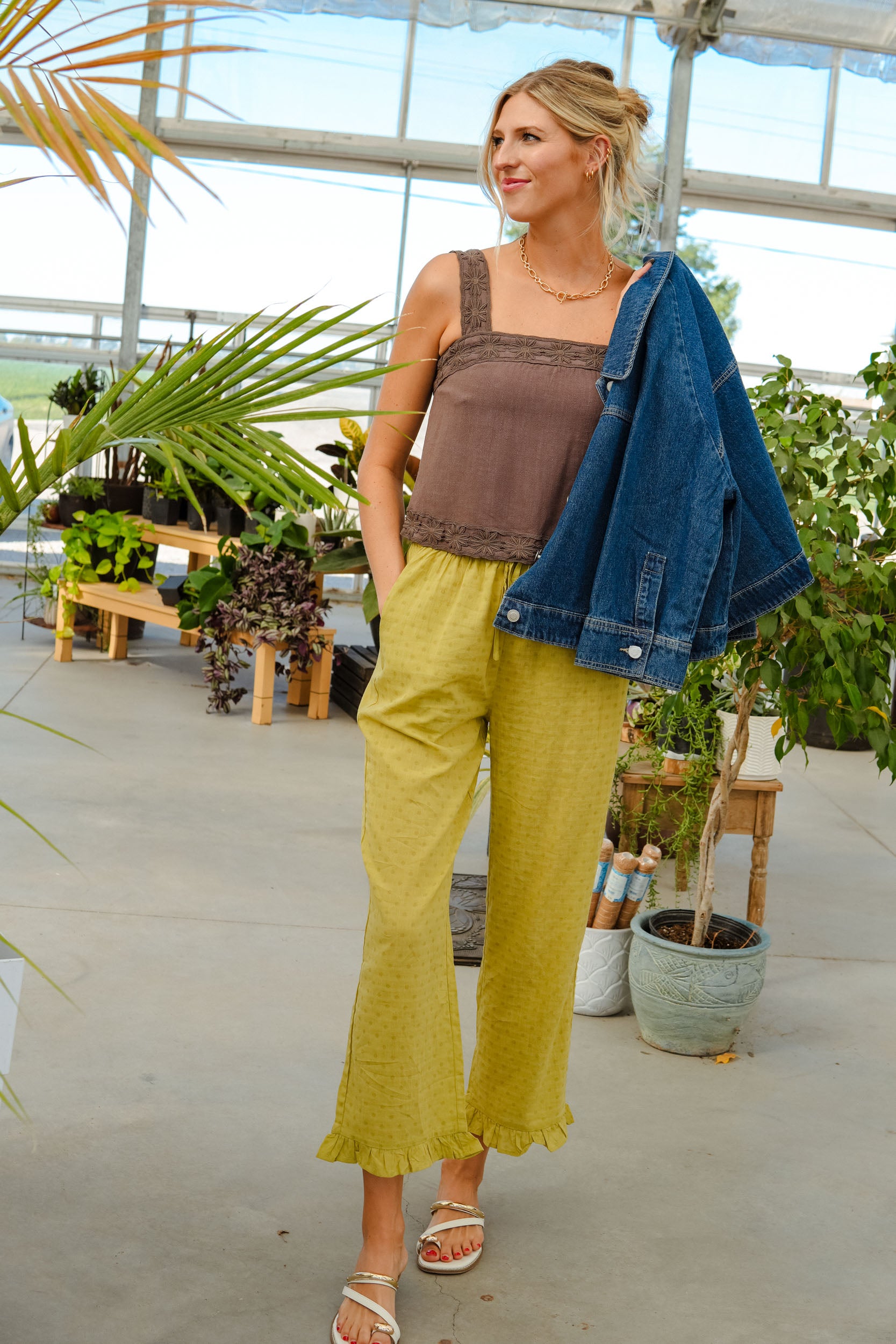 Lime Light Polka Dot Pants - Light Lime