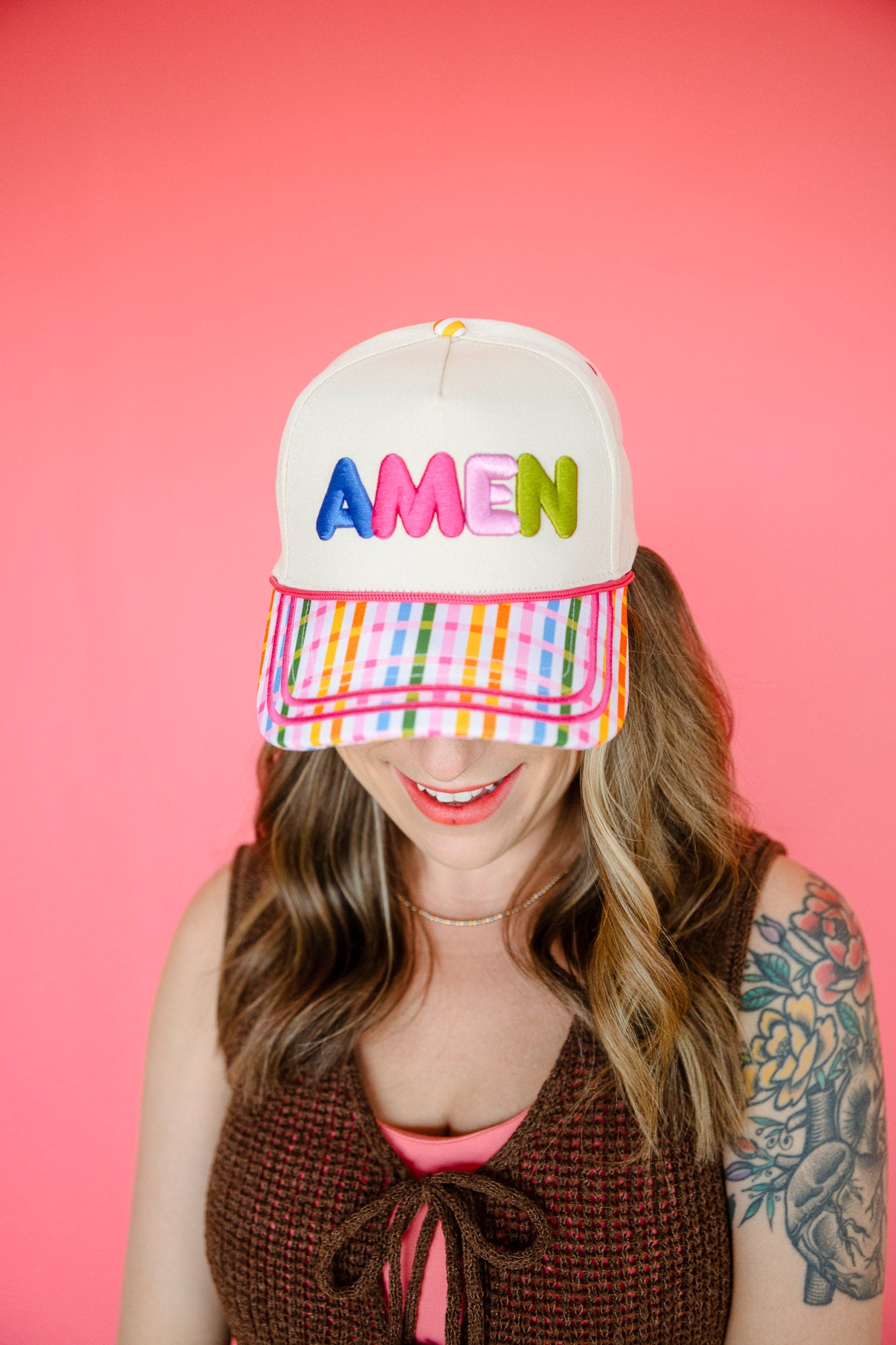 Amen Trucker Hat - Cream + Multi