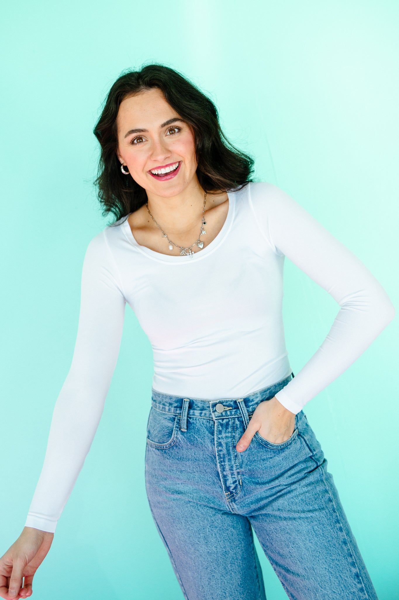 Loanne Long Sleeve Seamless Top - Cool White