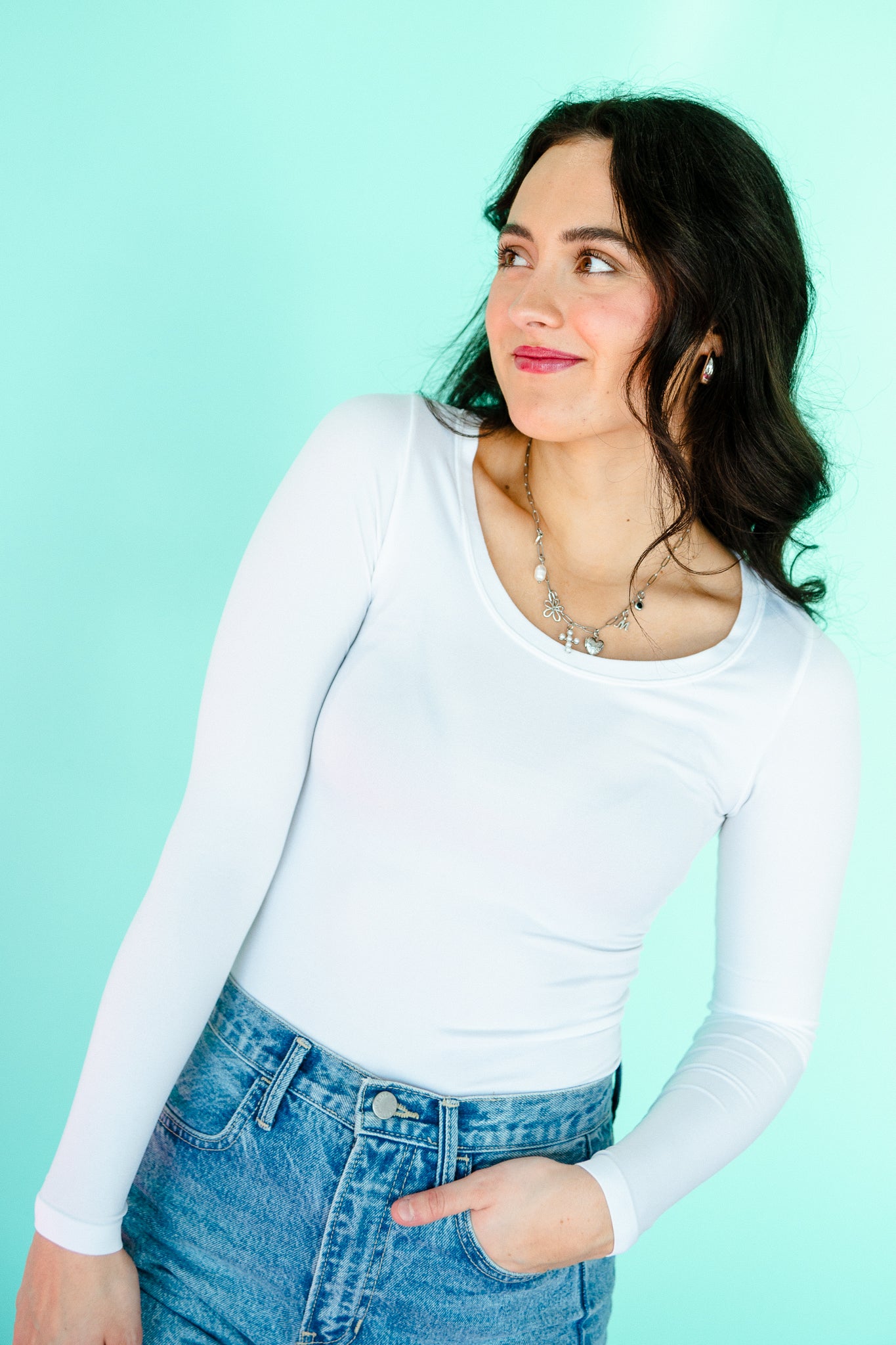 Loanne Long Sleeve Seamless Top - Cool White