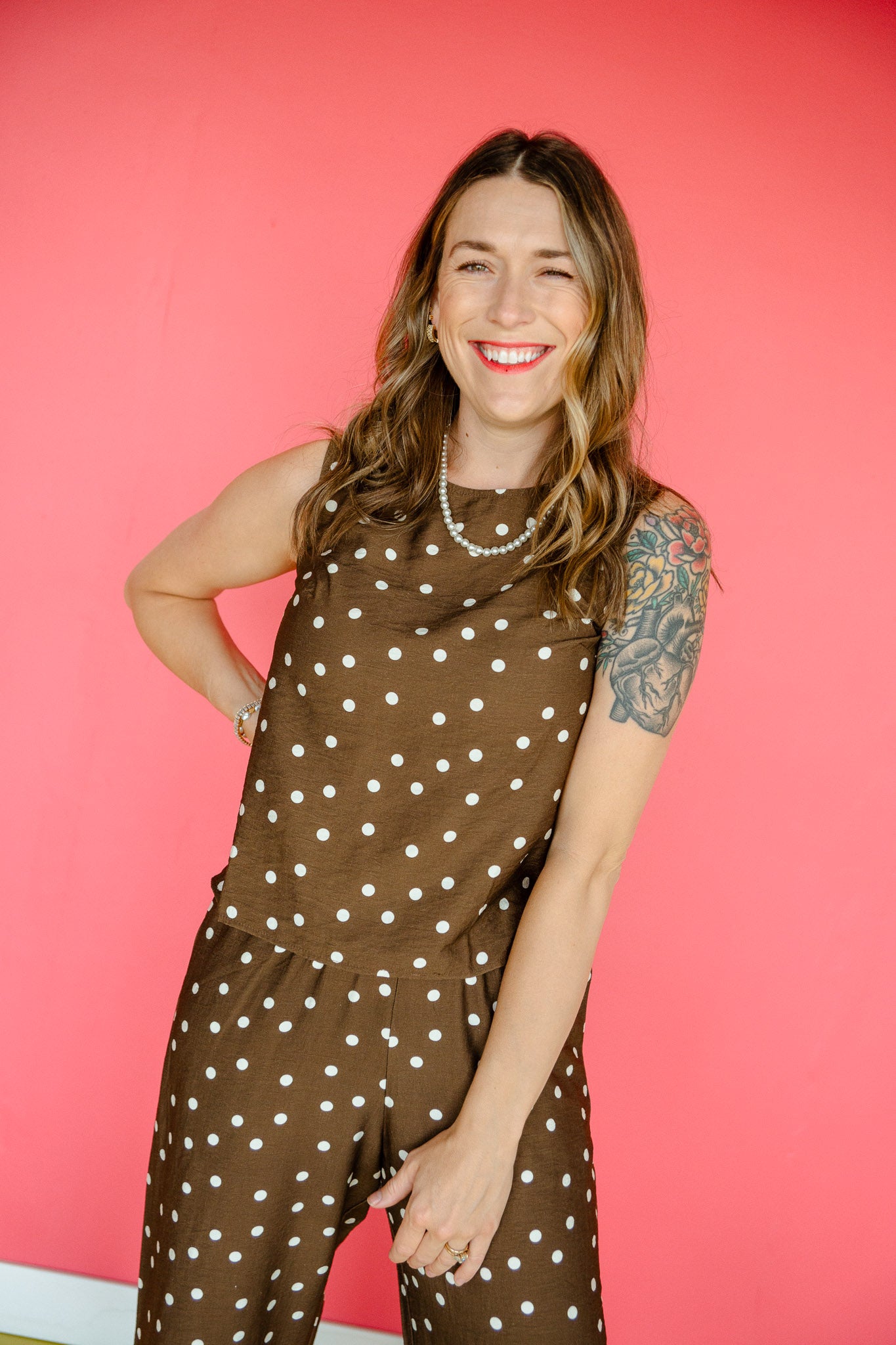 Madilyn Polka Dot Tank - Bronze