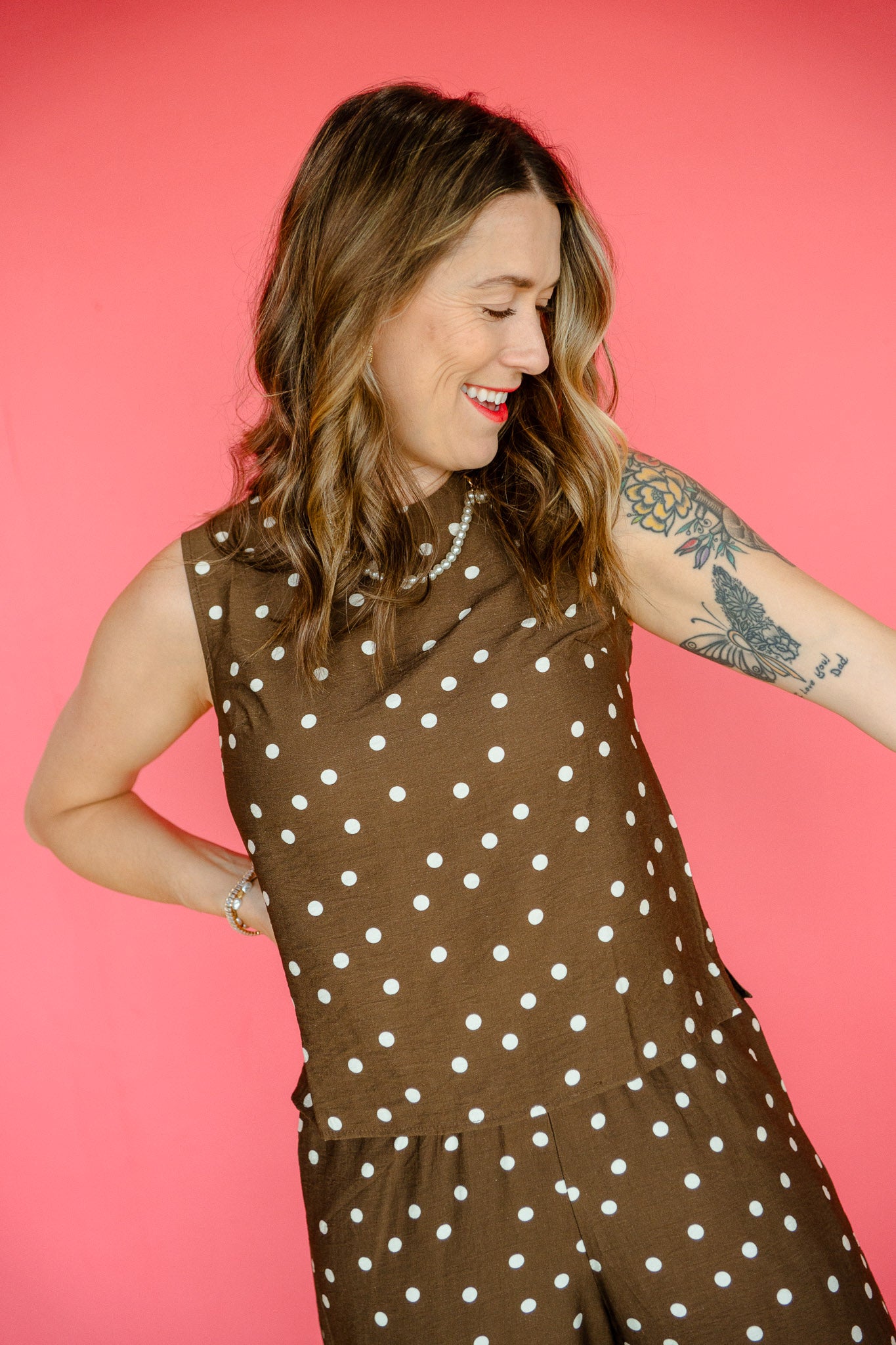 Madilyn Polka Dot Tank - Bronze