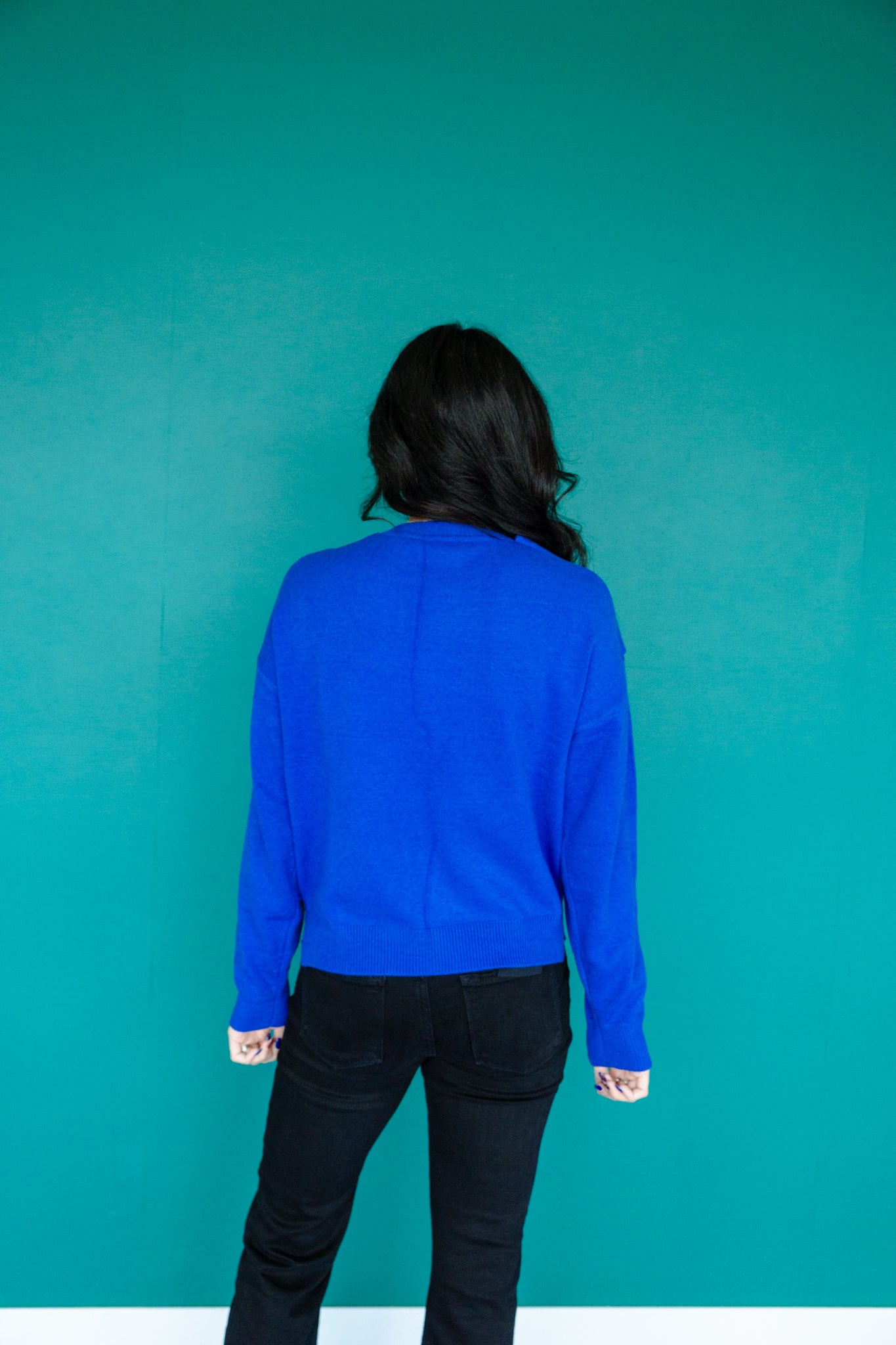 Simone Scarf Detail Sweater - Bright Navy