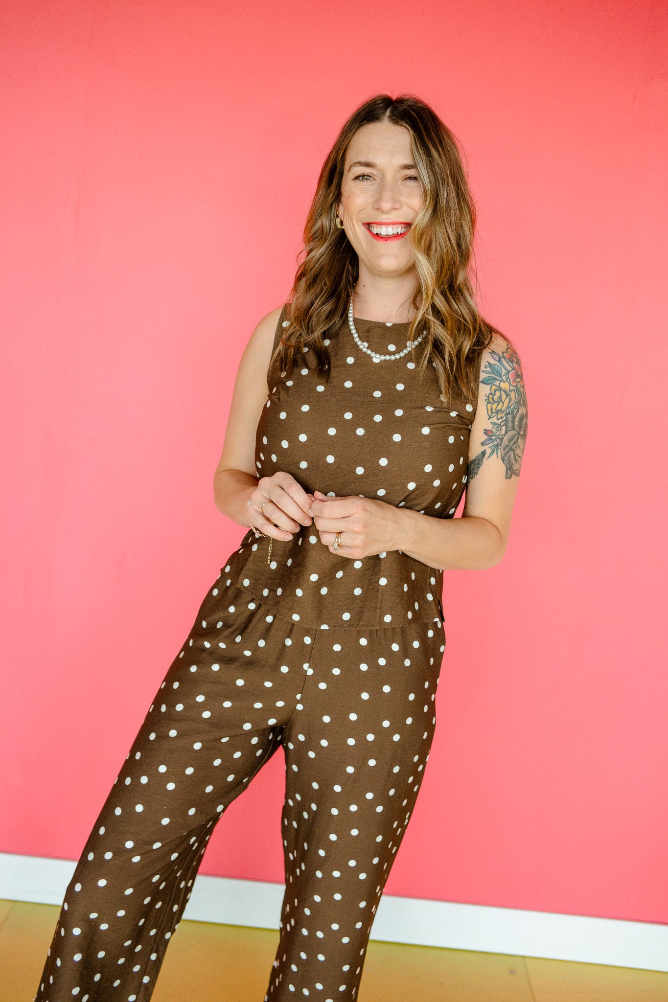 Madilyn Polka Dot Tank - Bronze