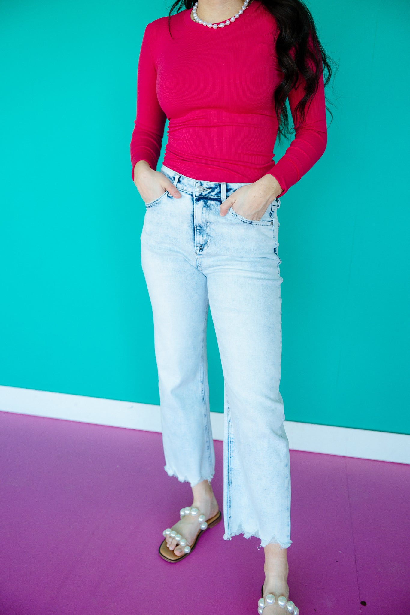 Tilly Straight Cropped Jeans - Acid Wash