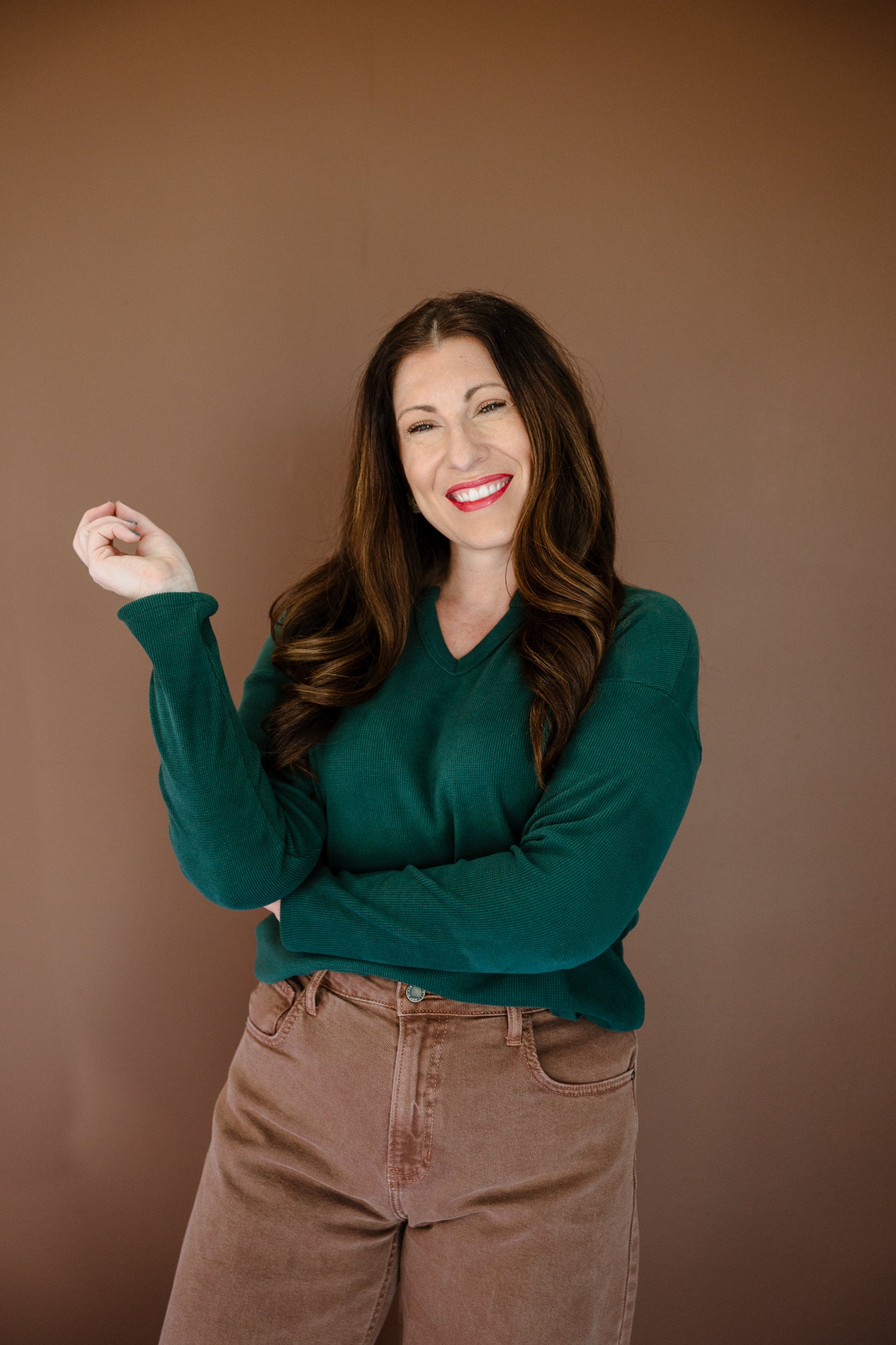 Alesha Brushed Thermal Top - Pine/Forest Green