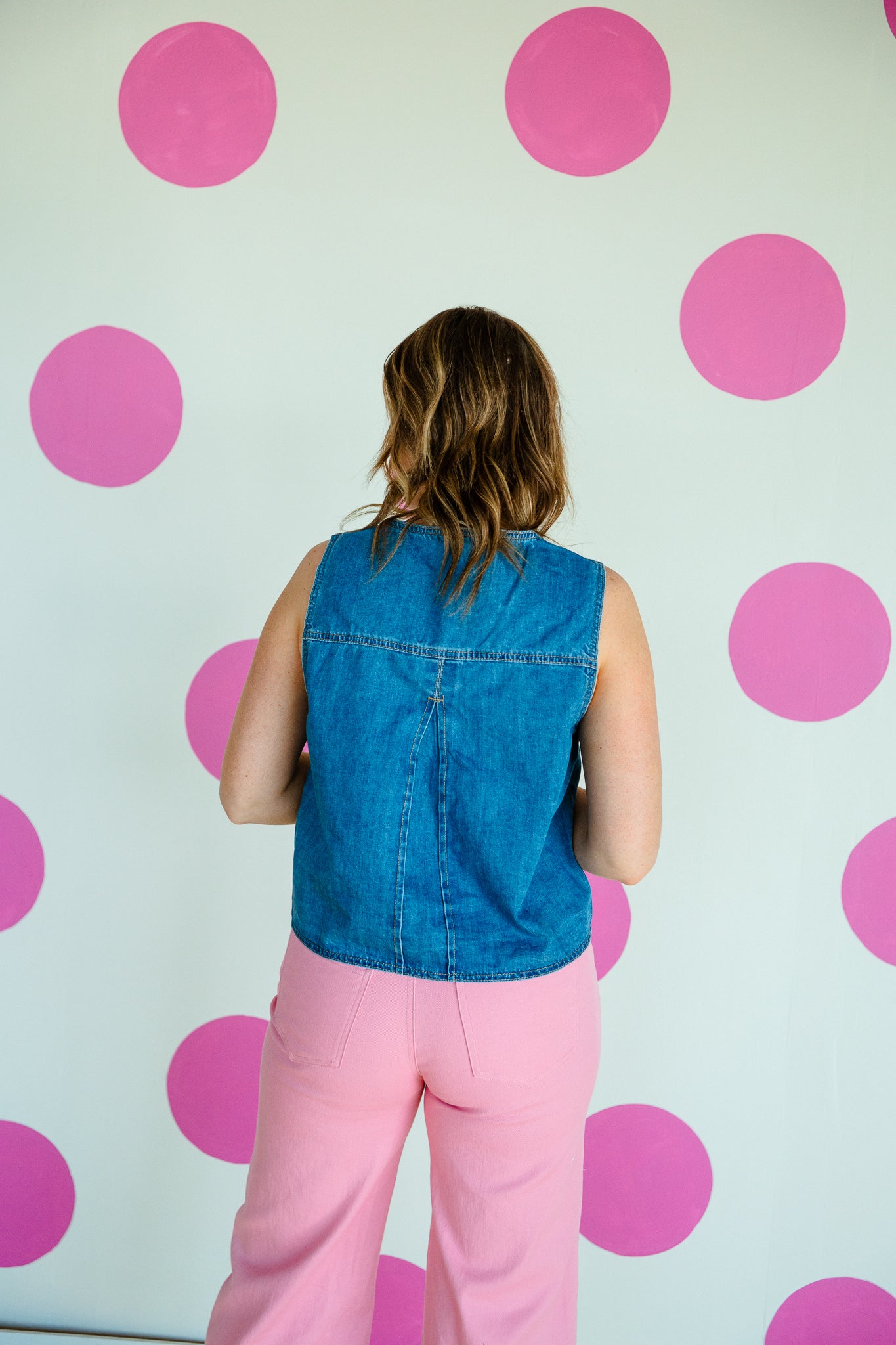 Liza Tie Front Denim Vest - Light Wash