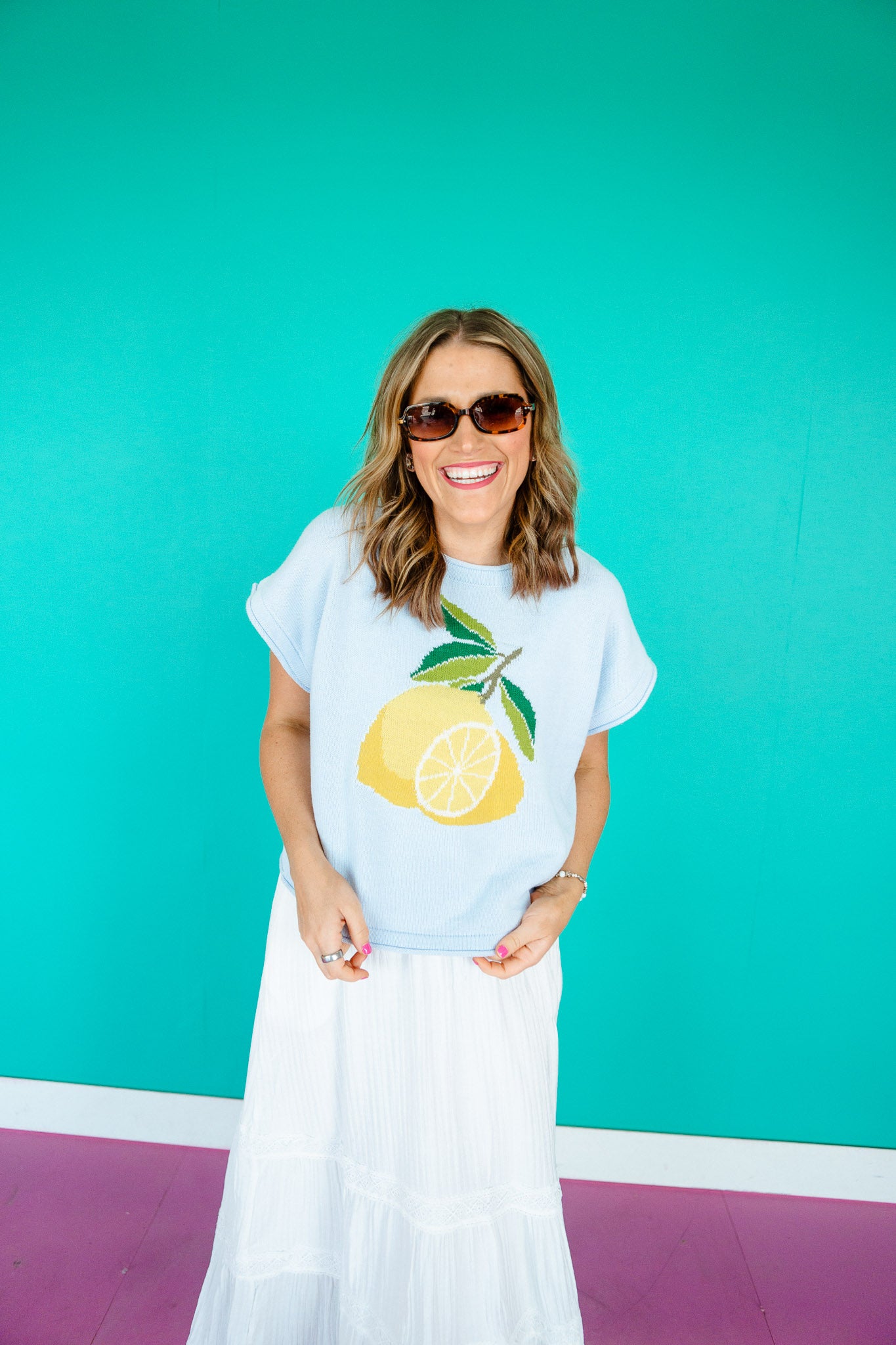 Twist and Shout Short Sleeve Sweater - Powder Blue