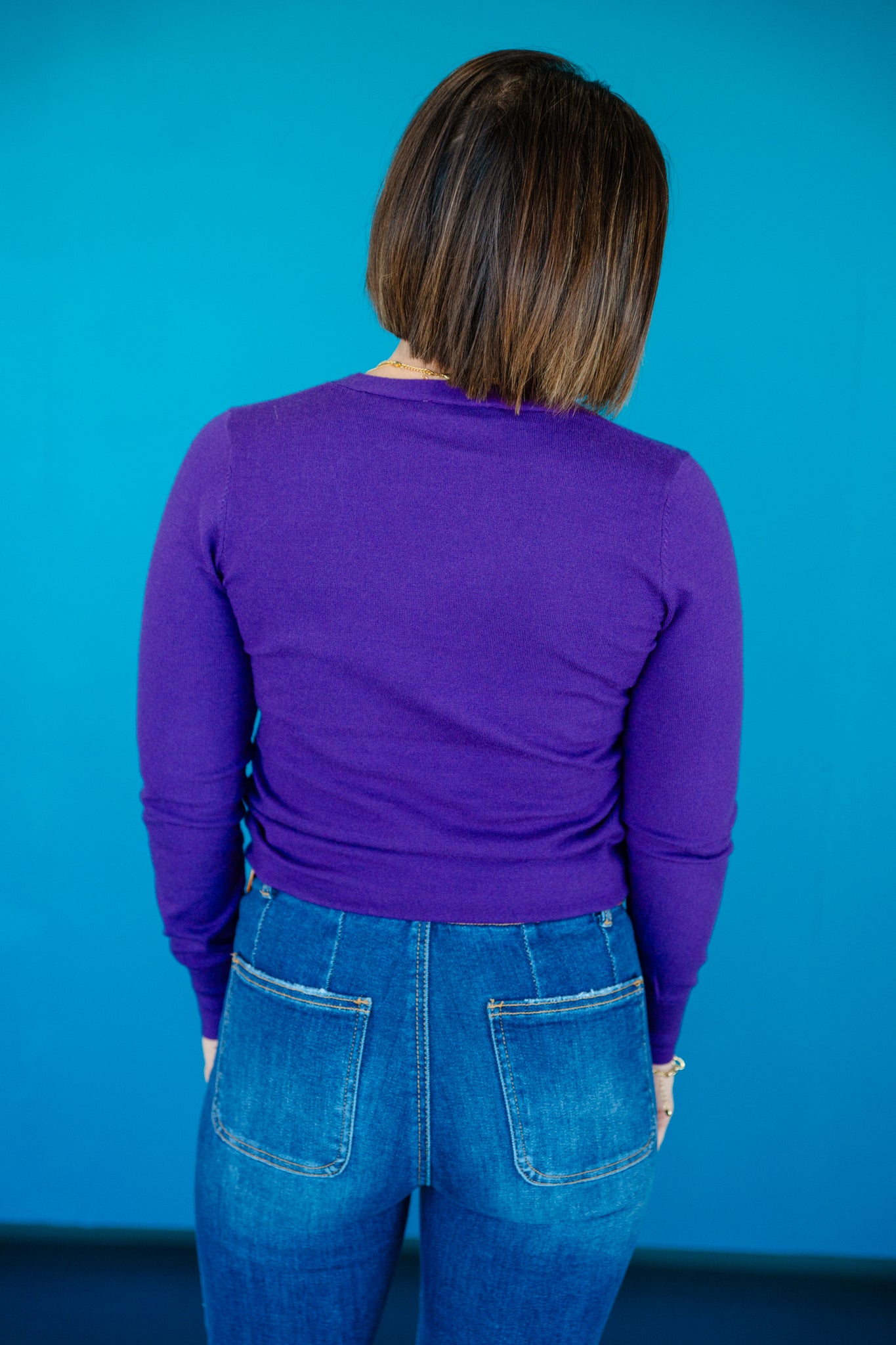 [Ellevate Basics] Elizabeth V-Neck Sweater - Royal Purple