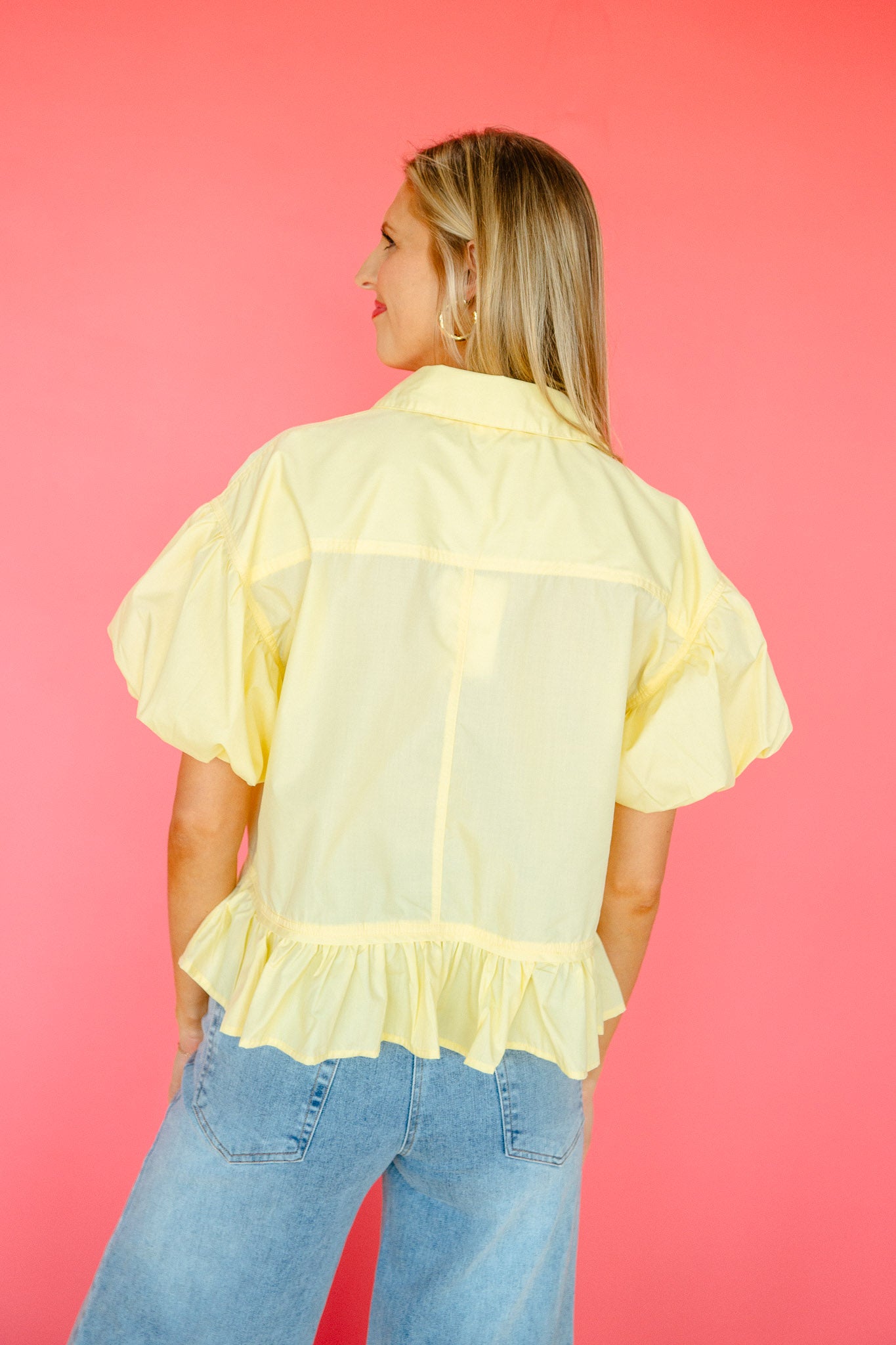 Cameron Balloon Sleeve Blouse - Light Canary