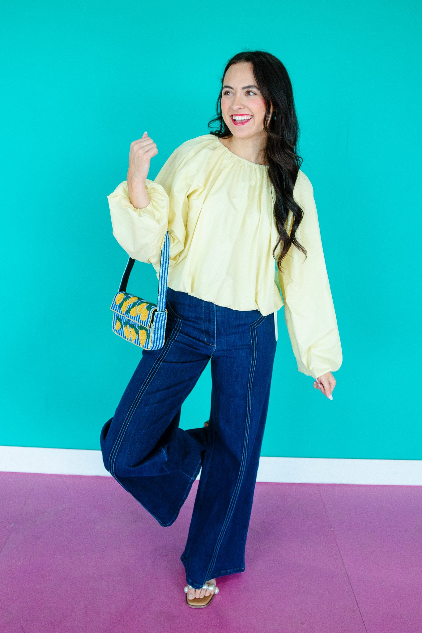 Judy Bubble Hem Blouse - Cool Yellow