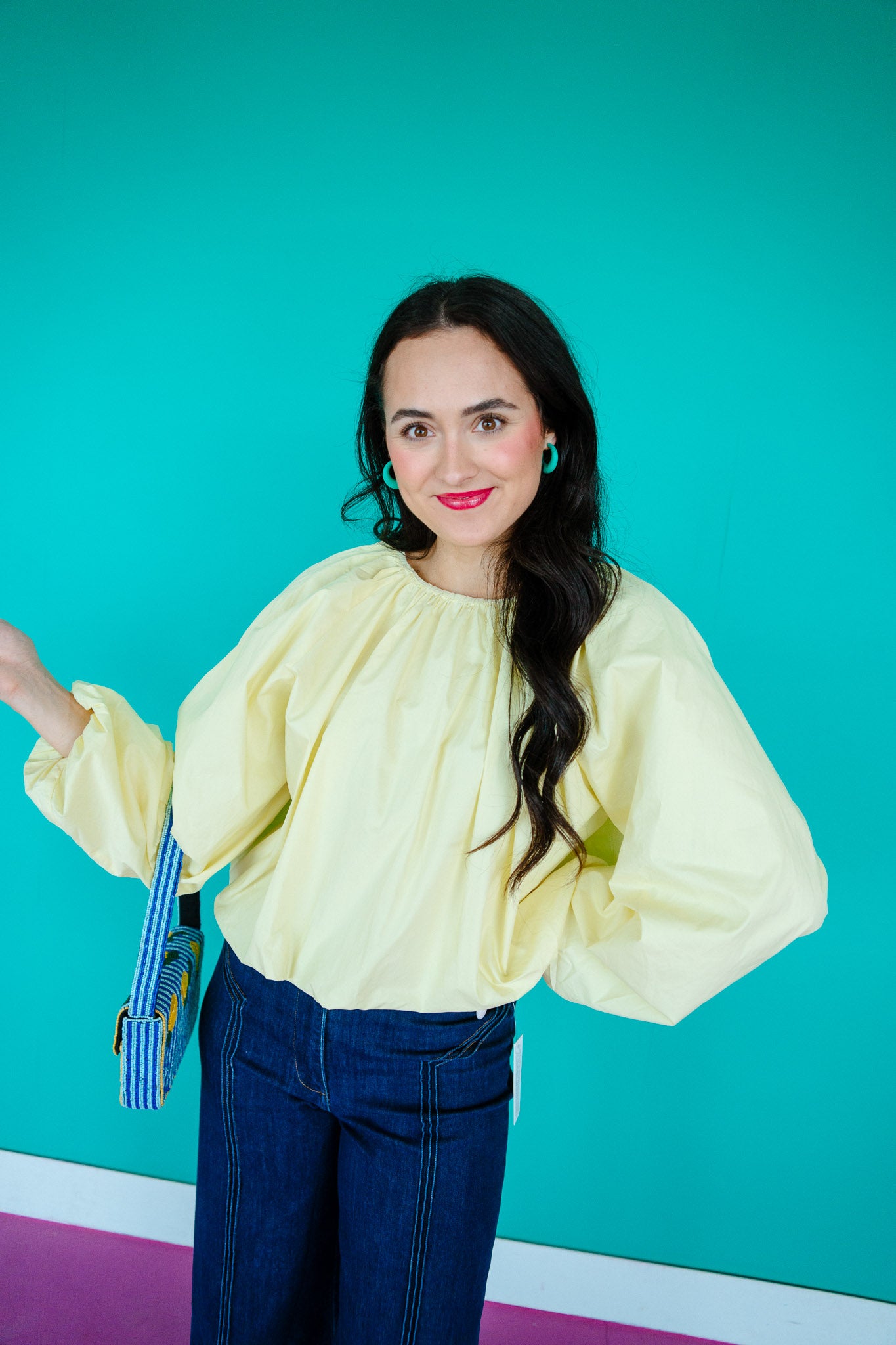 Judy Bubble Hem Blouse - Cool Yellow