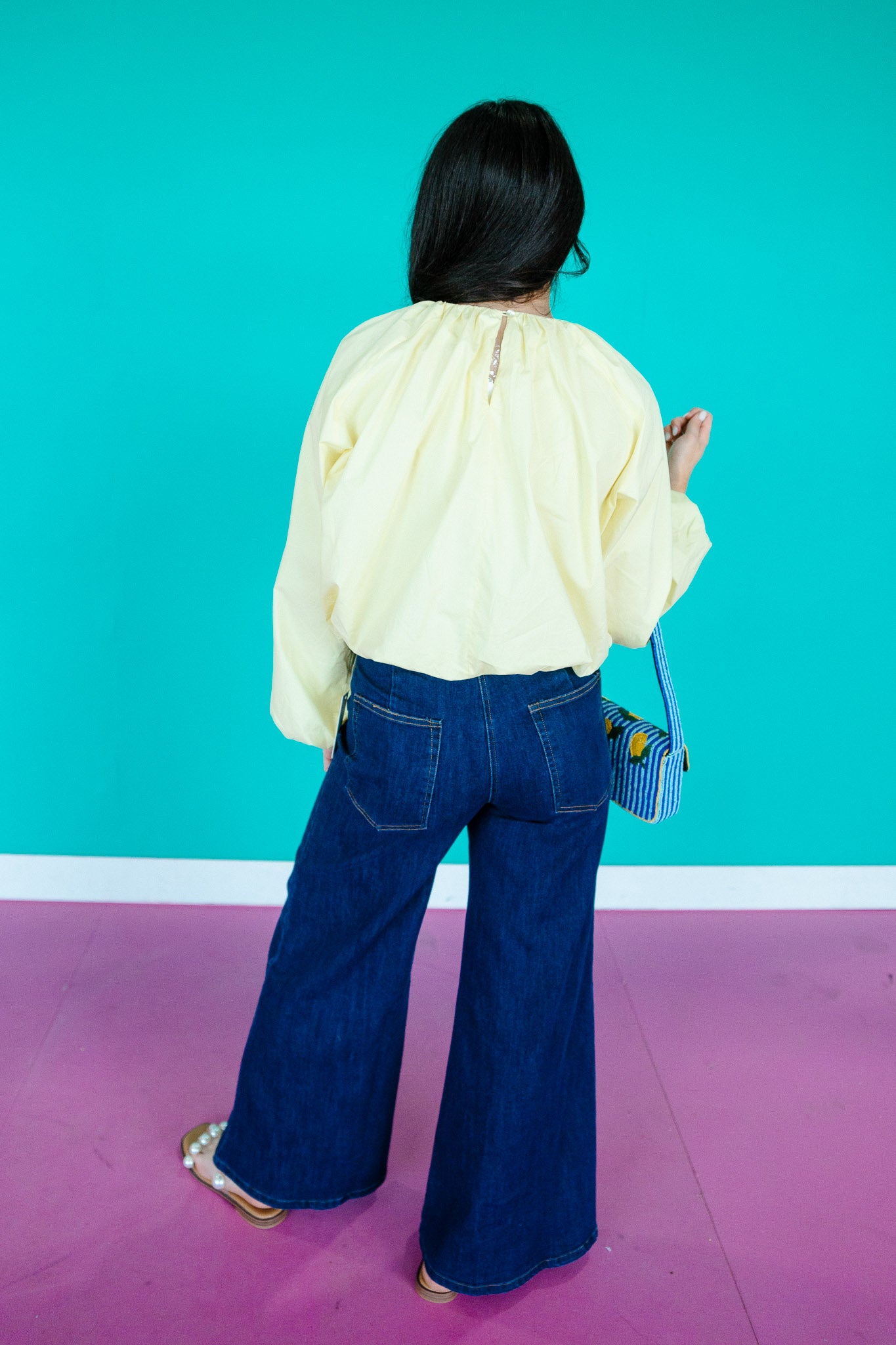 Judy Bubble Hem Blouse - Cool Yellow