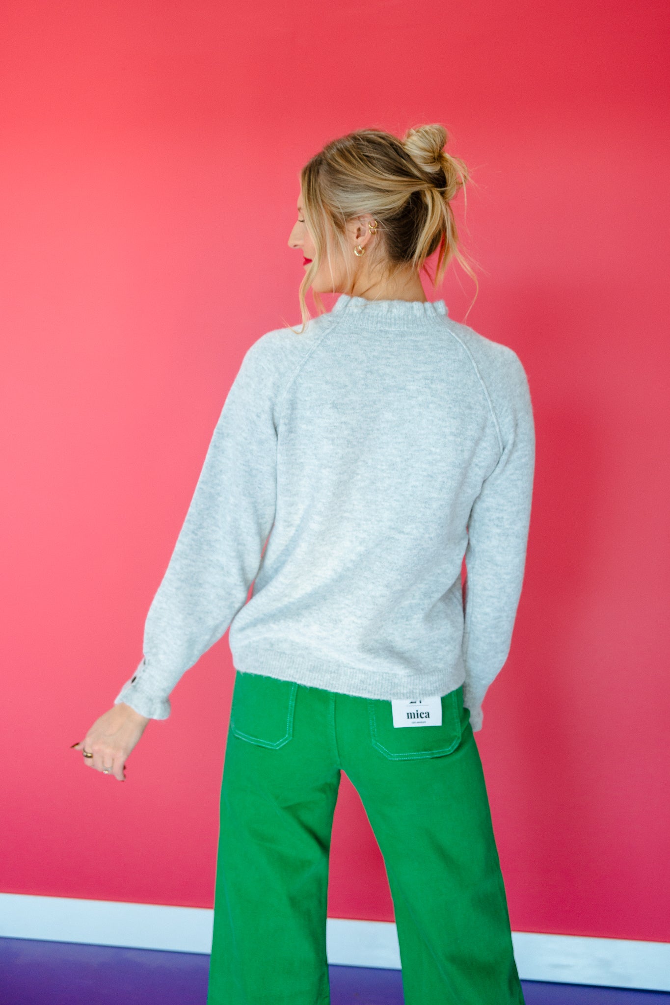 Jocelyn Ruffle Neck Sweater - Dove Grey