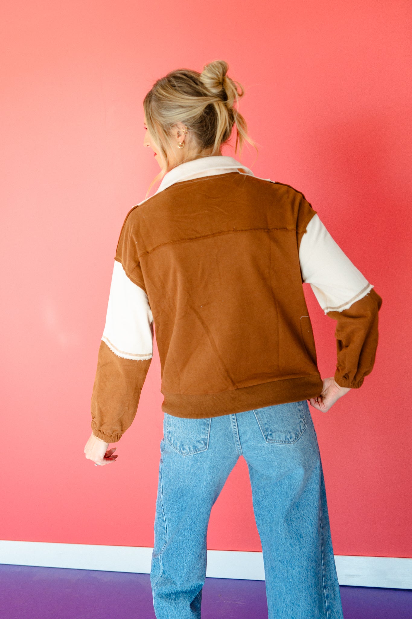 Gracelyn Colorblock Pullover - Chocolate + Oatmeal