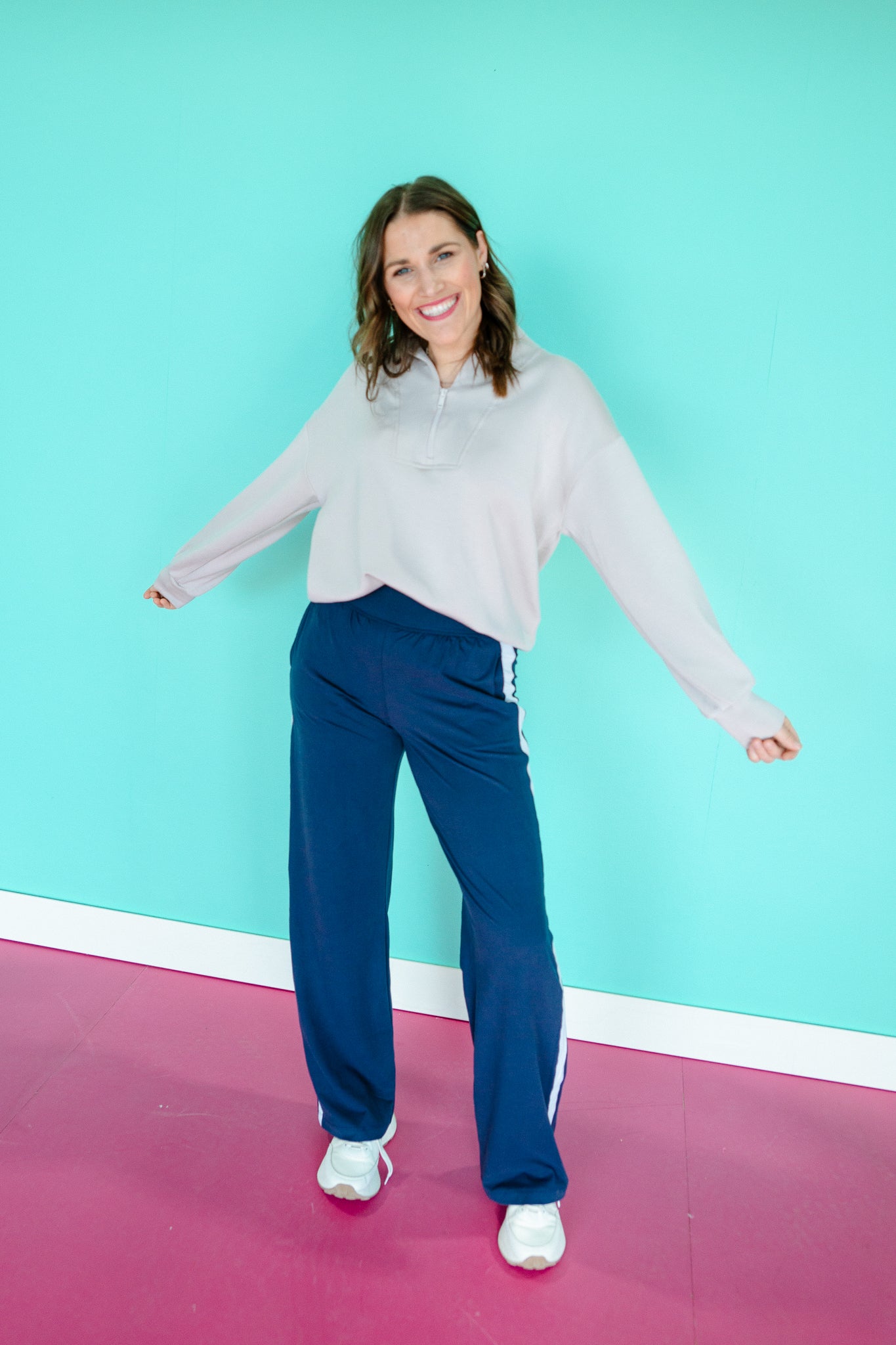 Michelle Striped Wide Leg Pants - French Navy