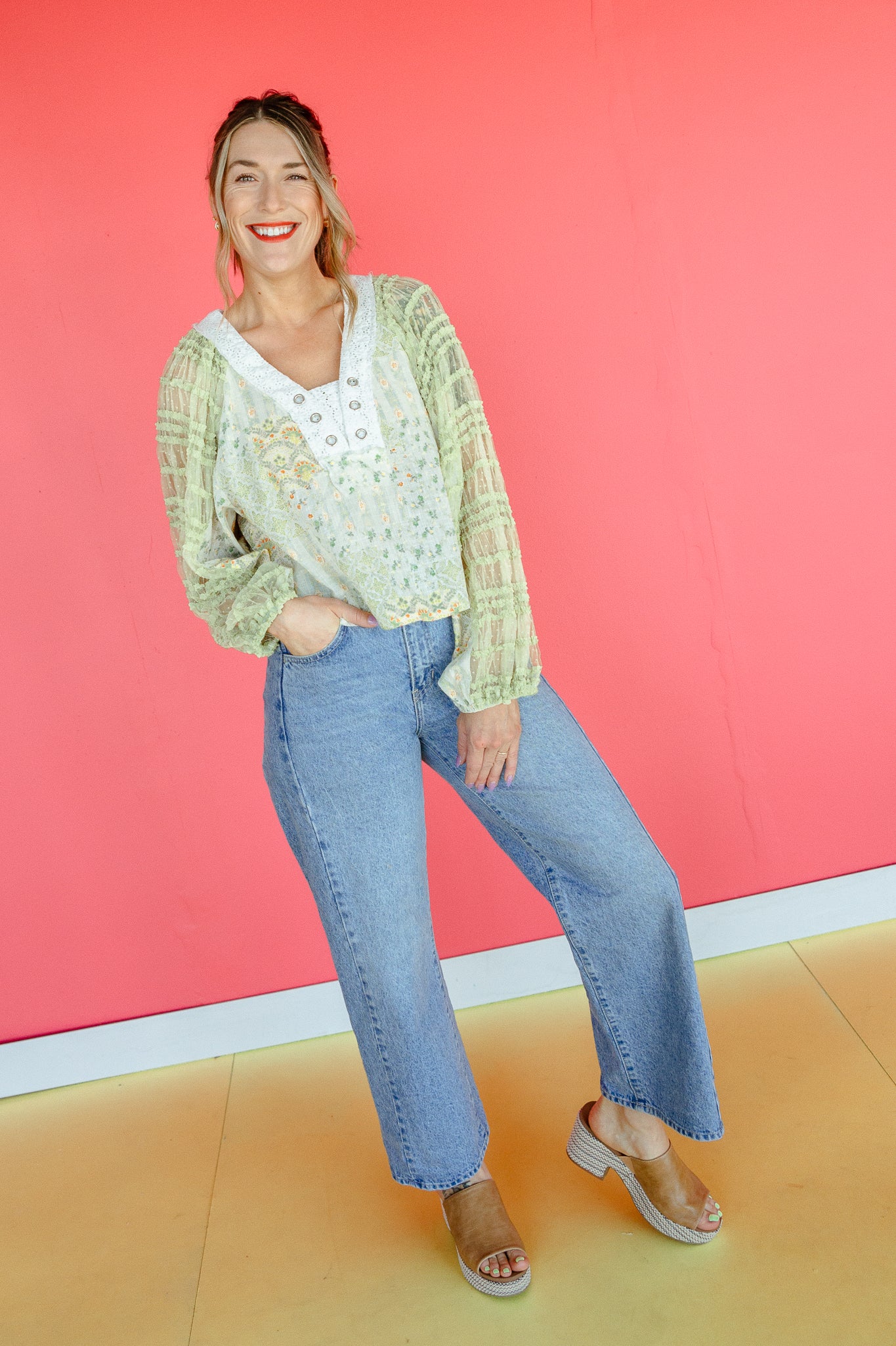 Remy Boho Blouse - Cream + Moss