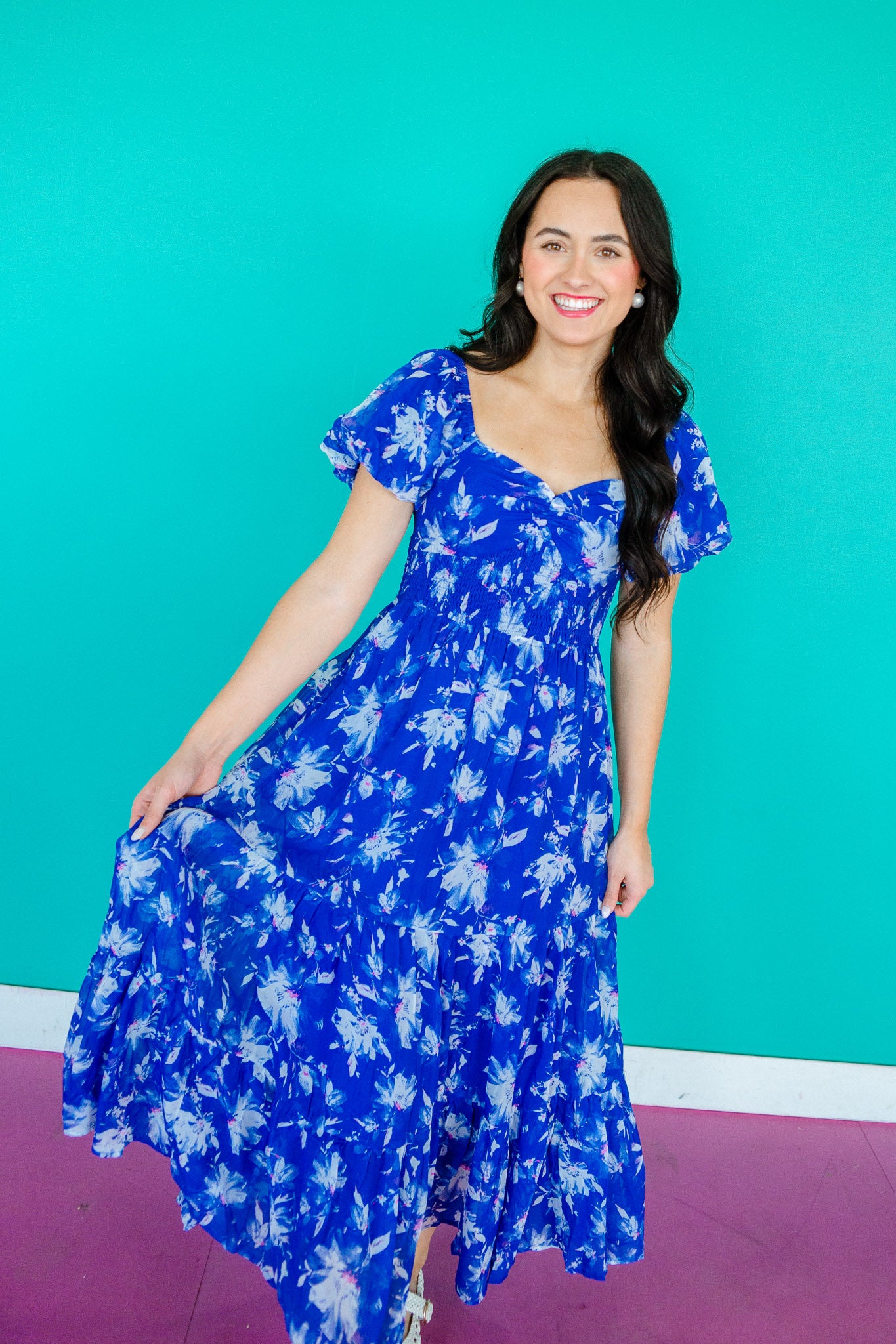 Mavis Maxi Dress - Royal Blue + Fuchsia