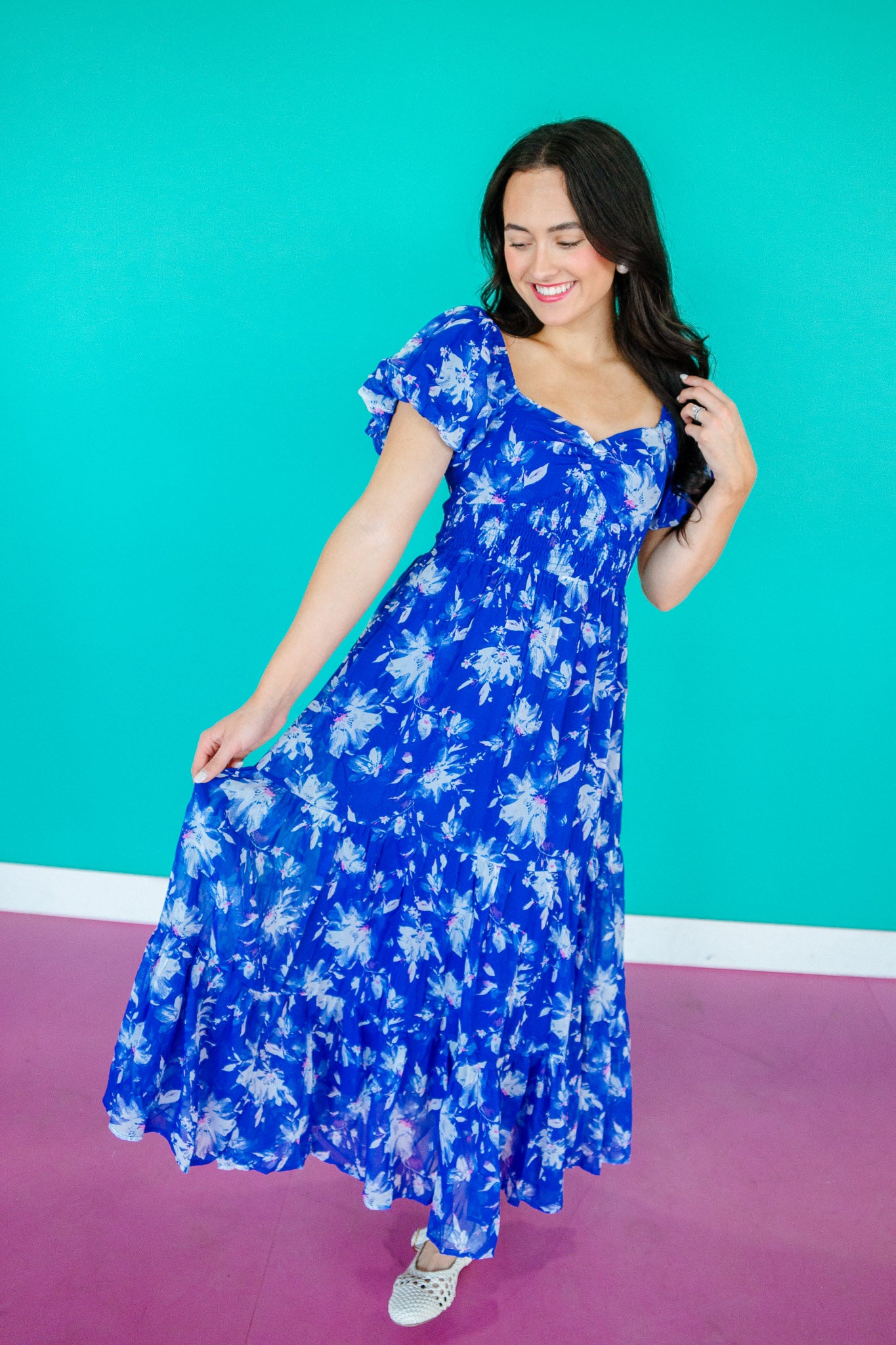 Mavis Maxi Dress - Royal Blue + Fuchsia