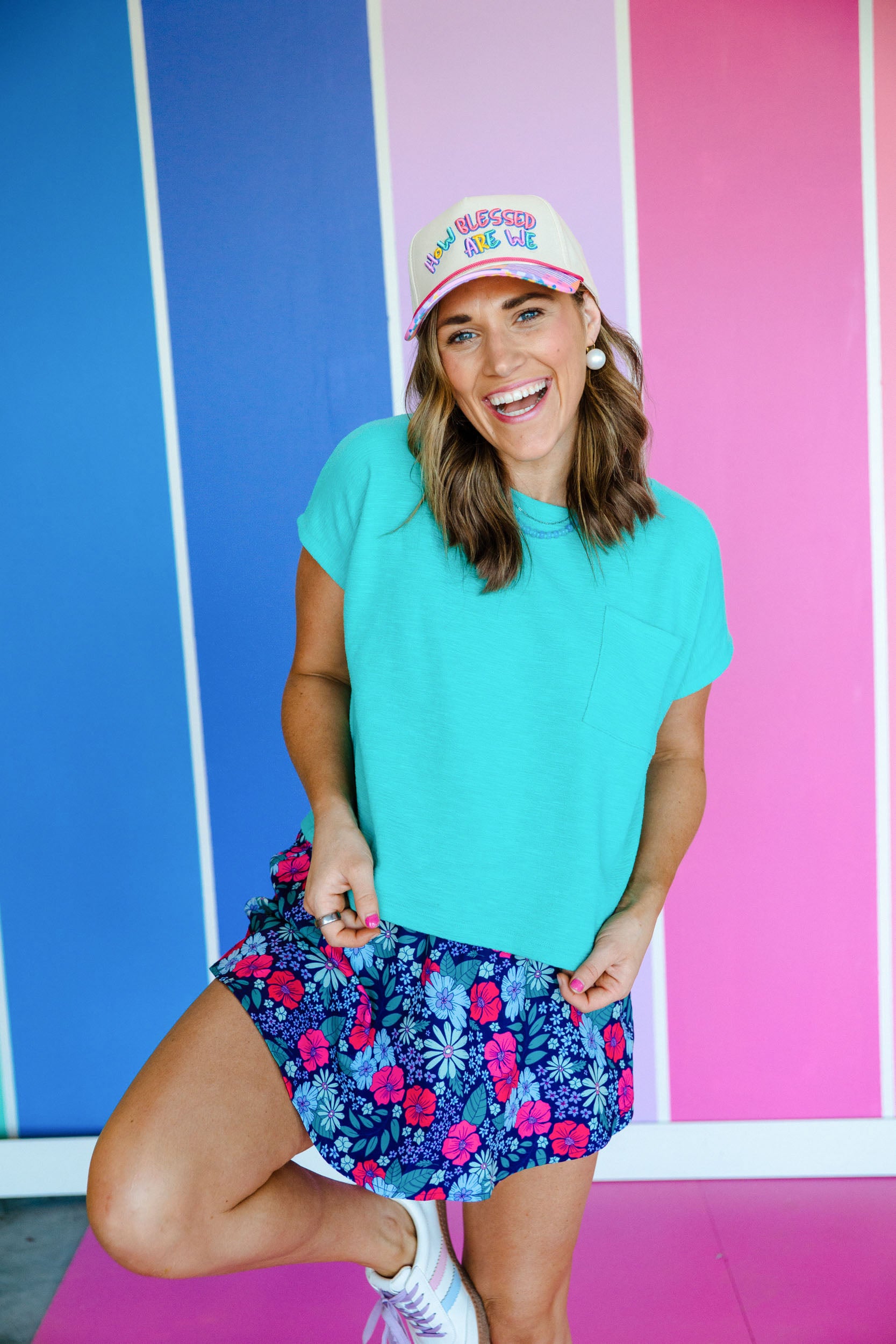 Emelia Crewneck Pocket Tee - Bright Jade