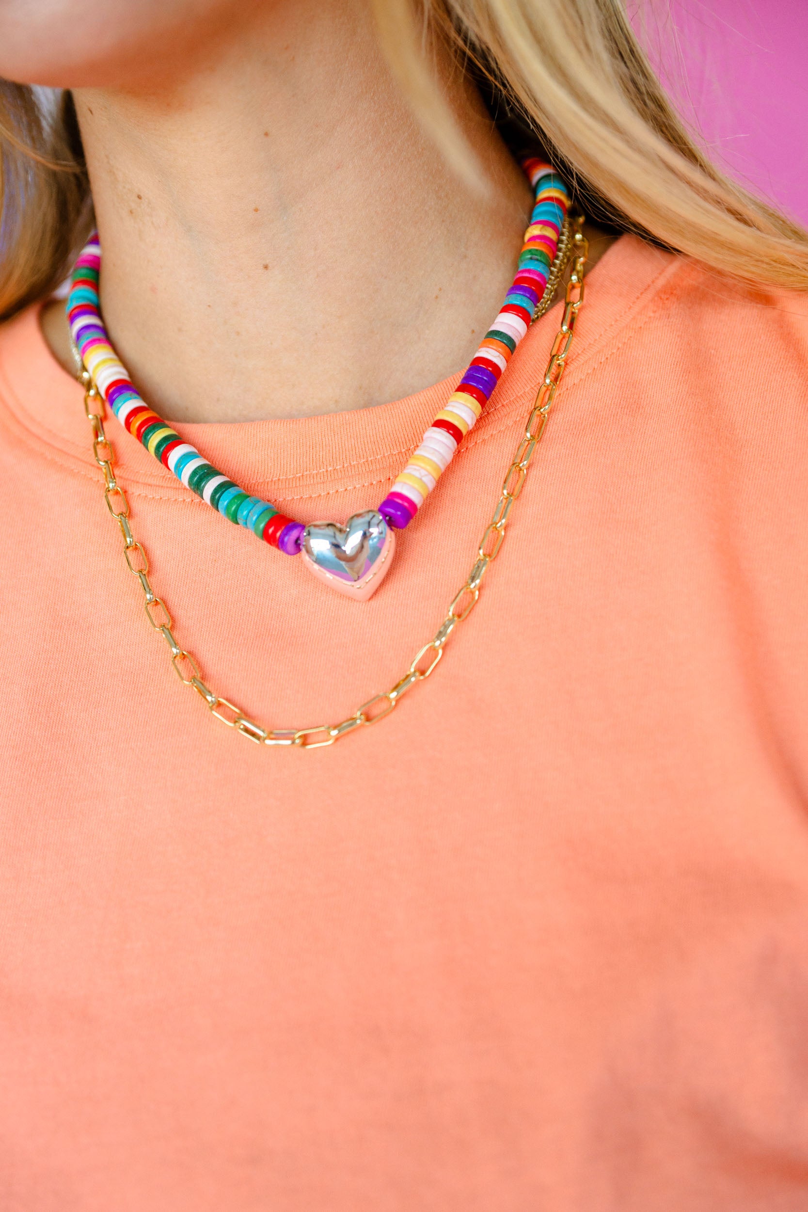[Treasure Jewels] Hey Girlie Beaded Silver Necklace