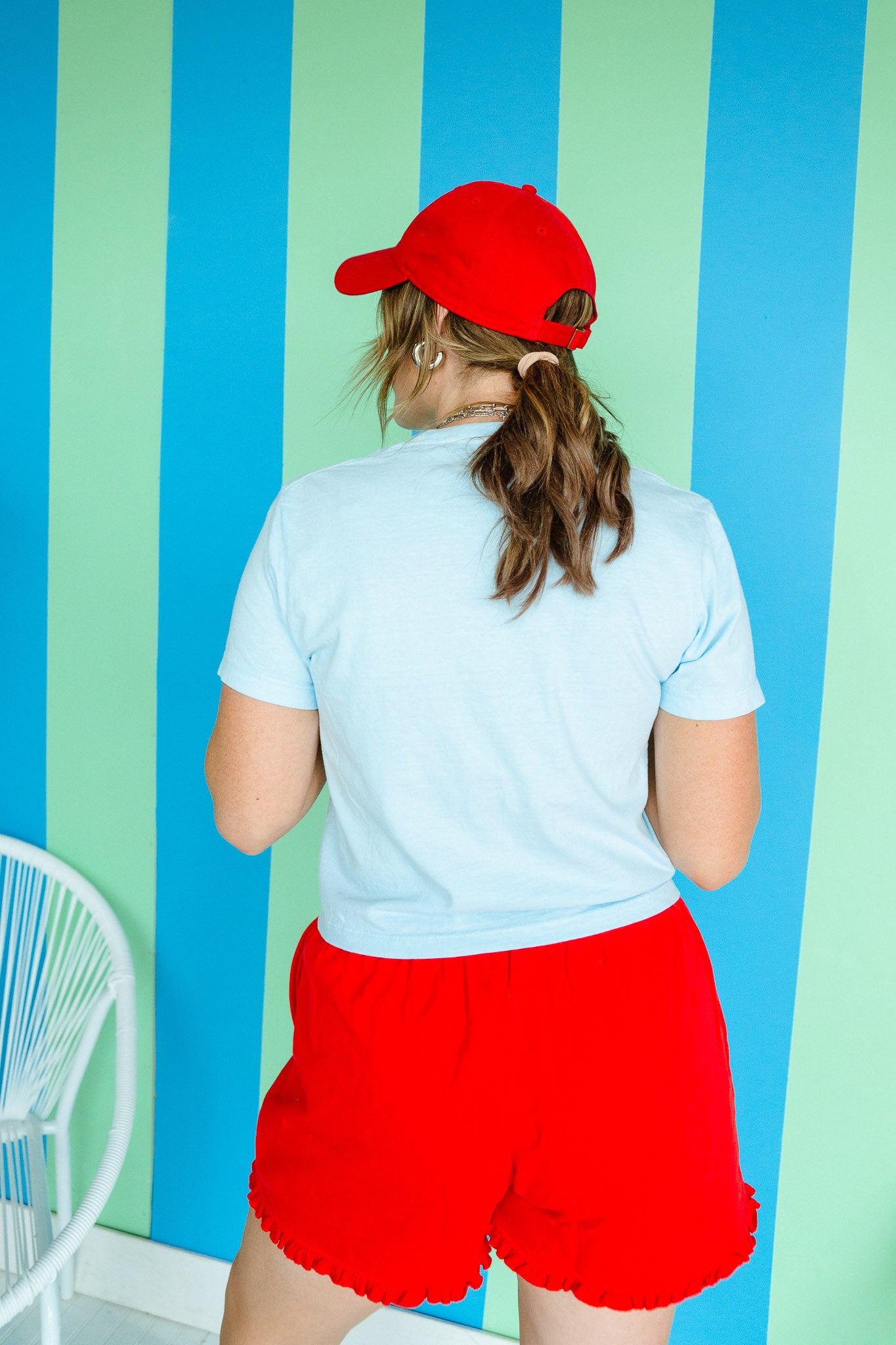 Batter Up Crop Tee - Power Blue