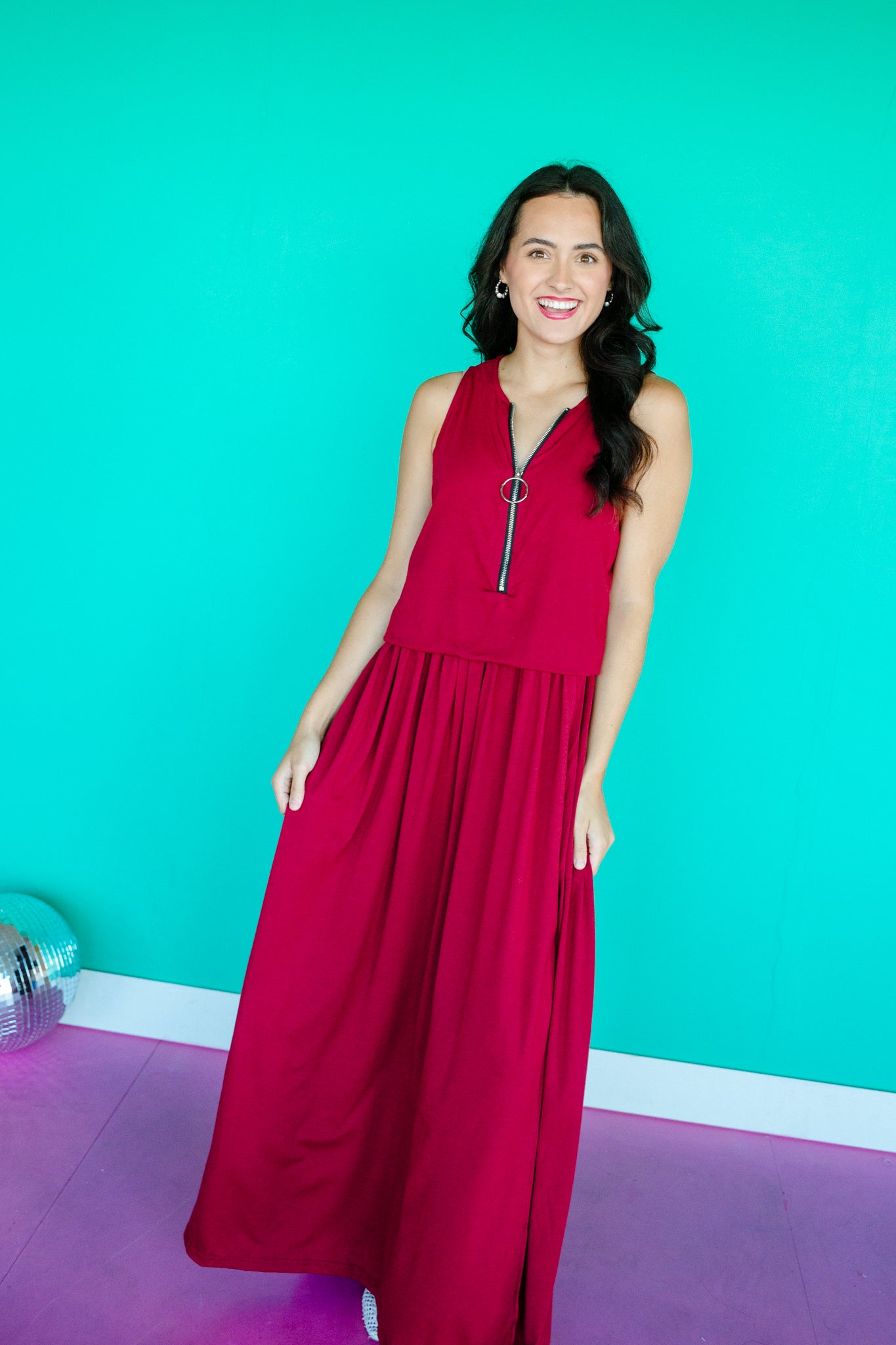 Valentina Sleeveless Maxi Dress - Burgundy